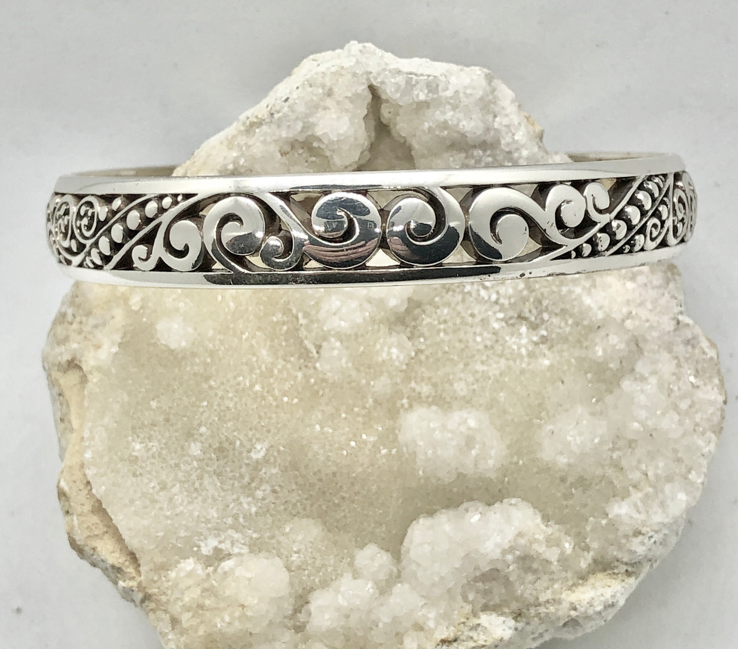 Brighton Love Affair Silver Swirl & Dot Bangle Bracelet