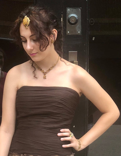 BCBG Maxazria Strapless Brown Silk Dress Gown