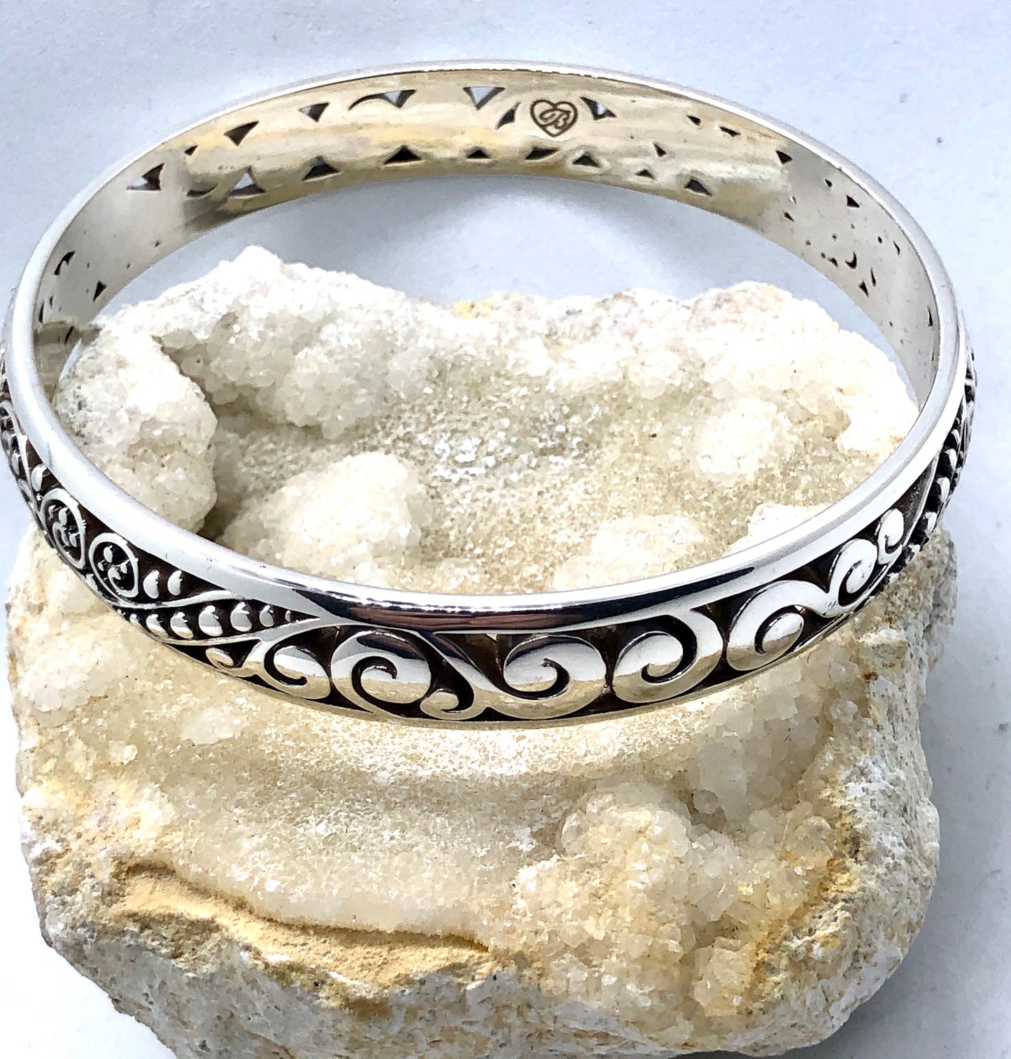 Brighton Love Affair Silver Swirl & Dot Bangle Bracelet