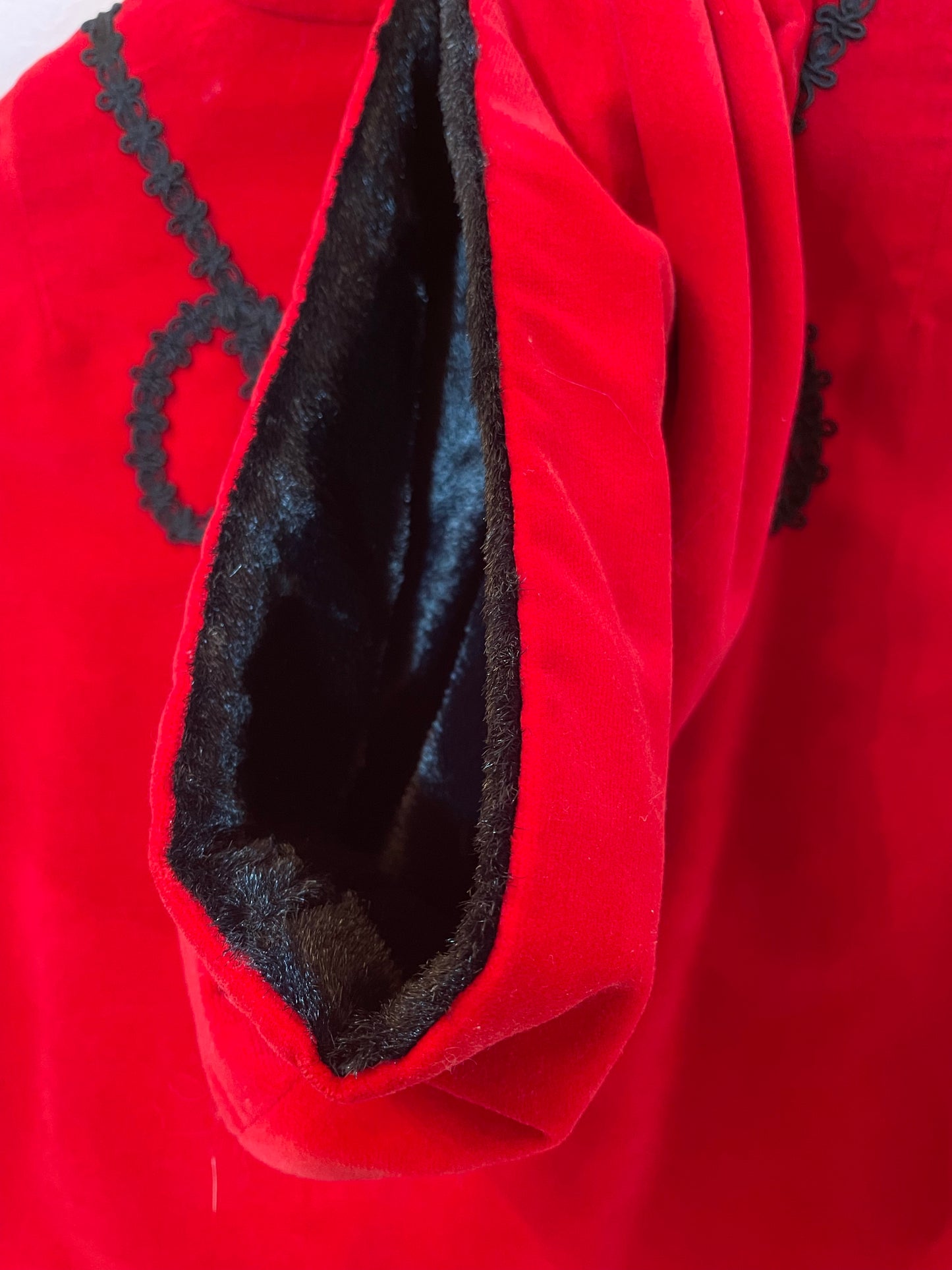 Vintage Lined Red Velvet Jacket with Hood