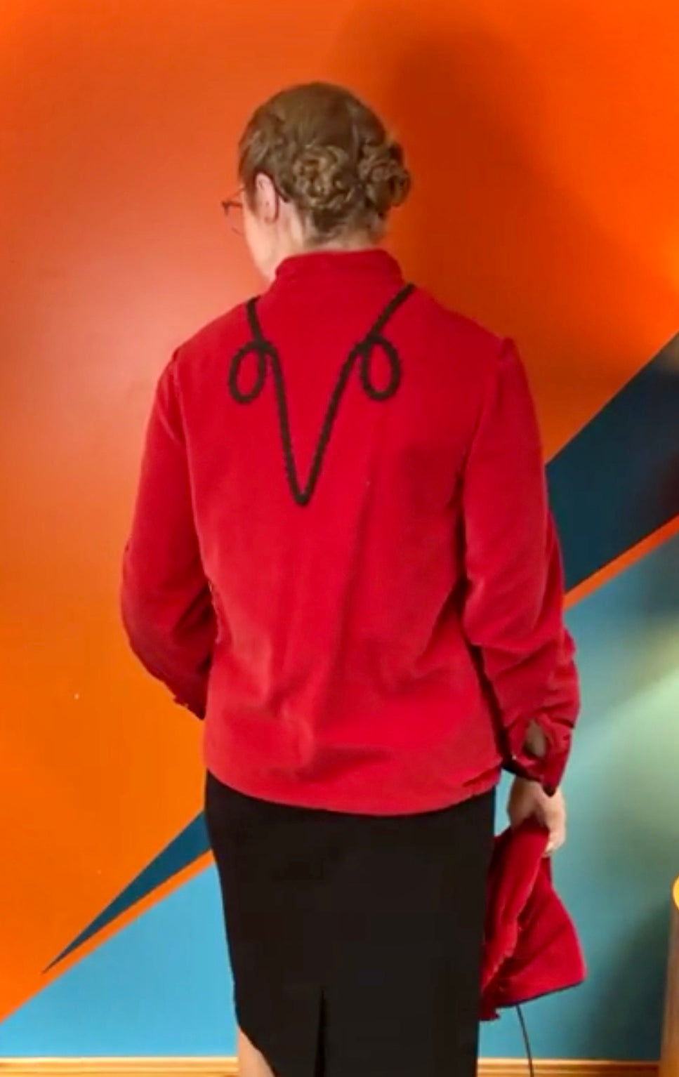 Vintage Lined Red Velvet Jacket with Hood