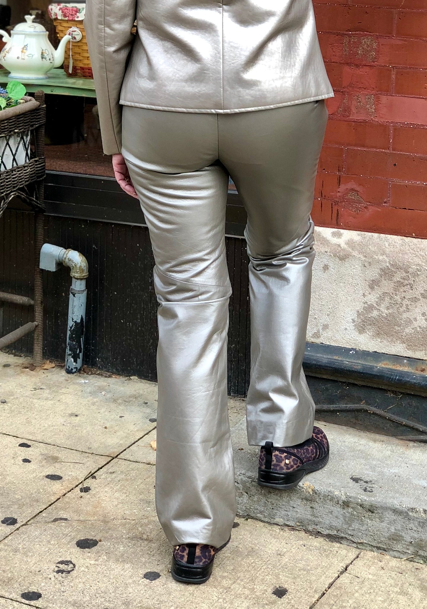 Vintage Margaret Godfrey Silver Metallic Leather Pants
