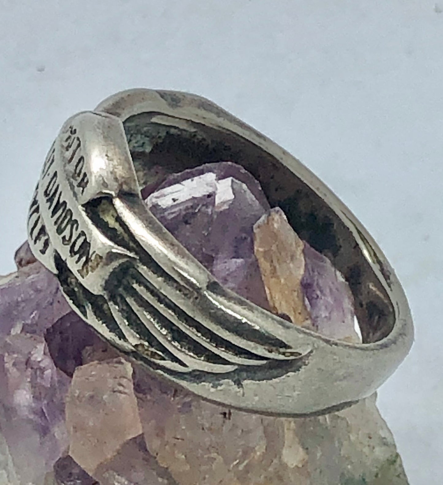 Vintage Sterling Silver Harley Davidson Motorcycle Wings Ring