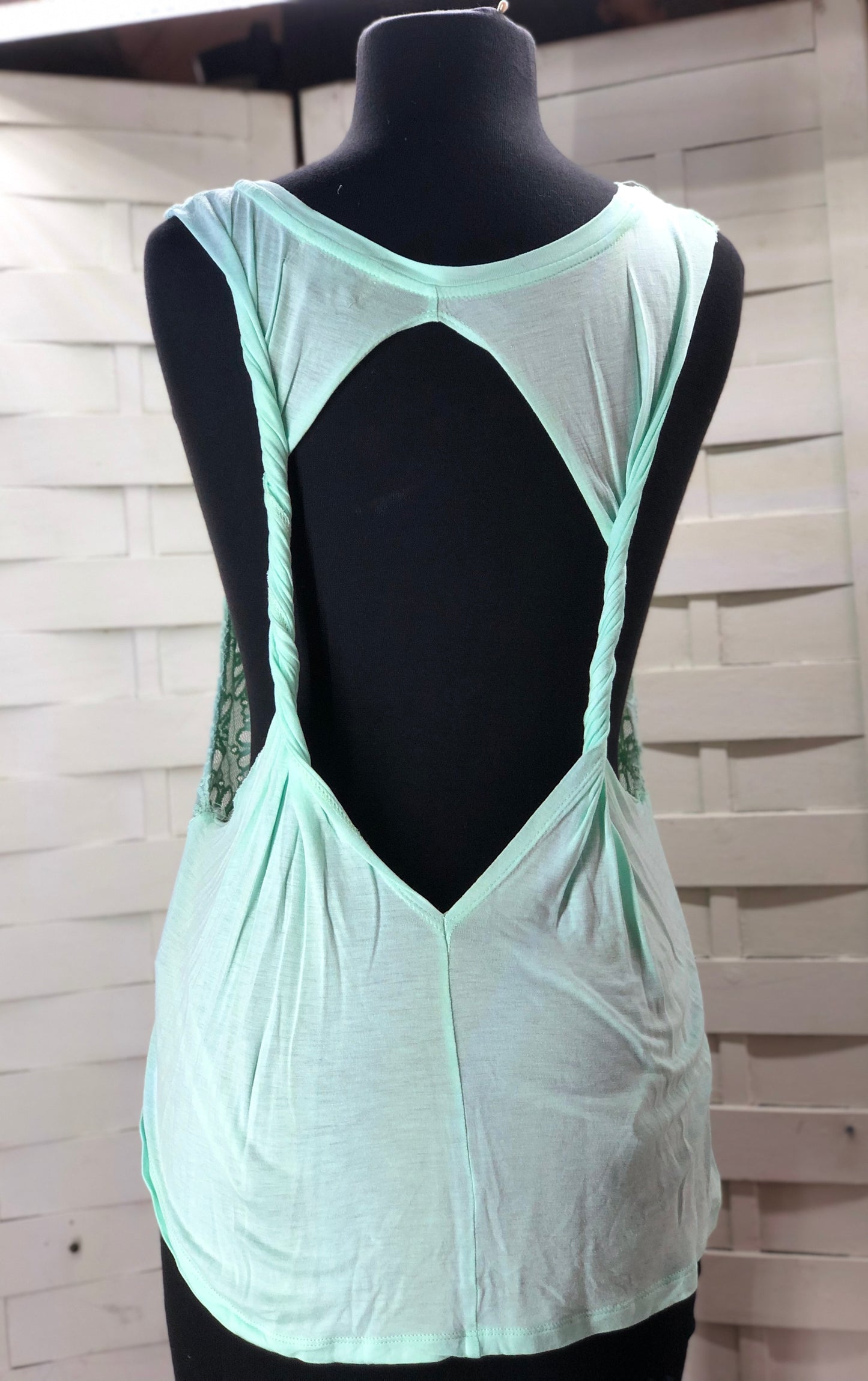 Fifty Street Seafoam Green Lace Sleeveless Tank Top Size L