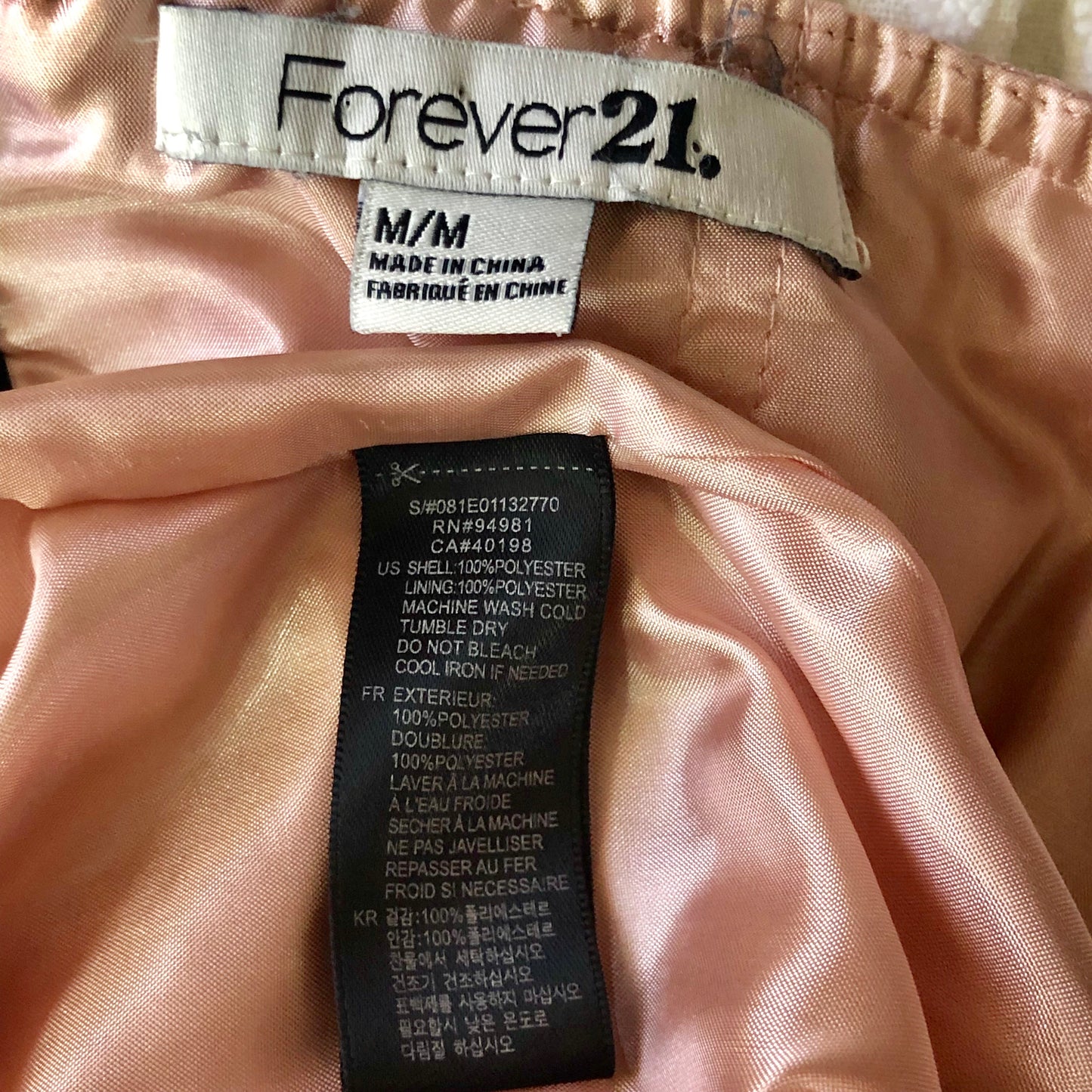 Forever 21 Pink & Black Strapless Blouse Size Medium