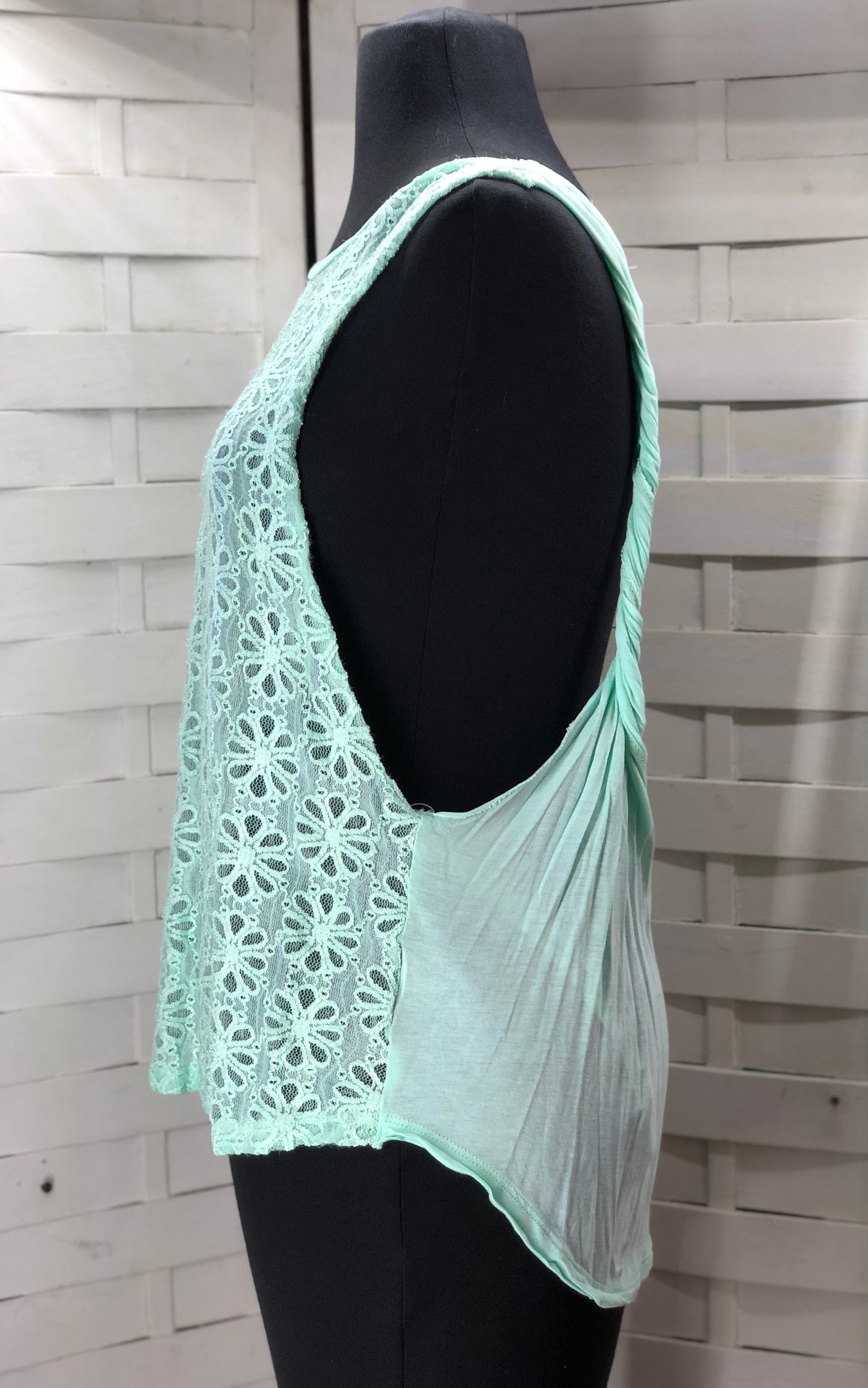 Fifty Street Seafoam Green Lace Sleeveless Tank Top Size L