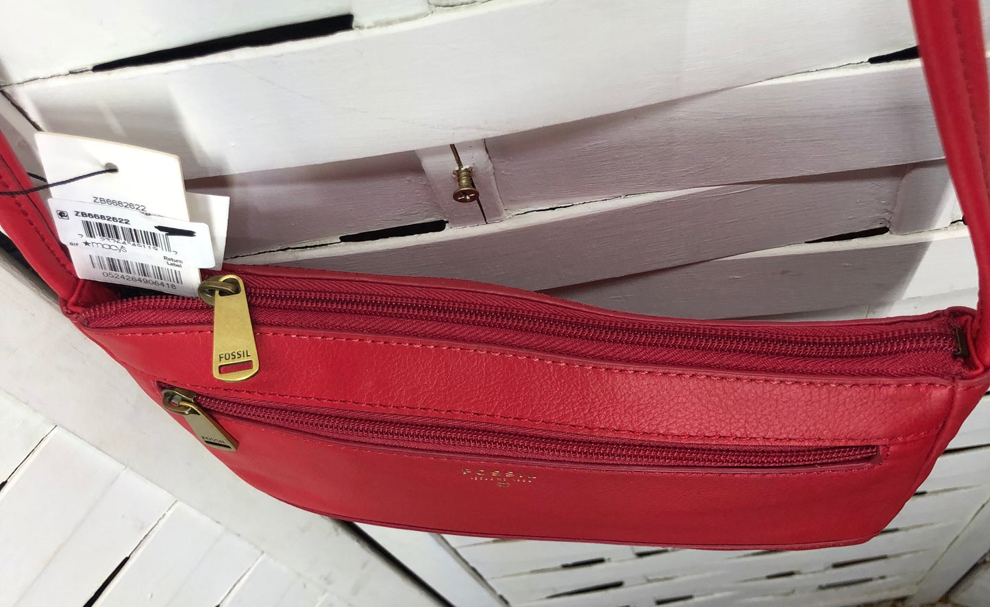 Fossil Red Leather Crossbody Handbag Purse New With Tags