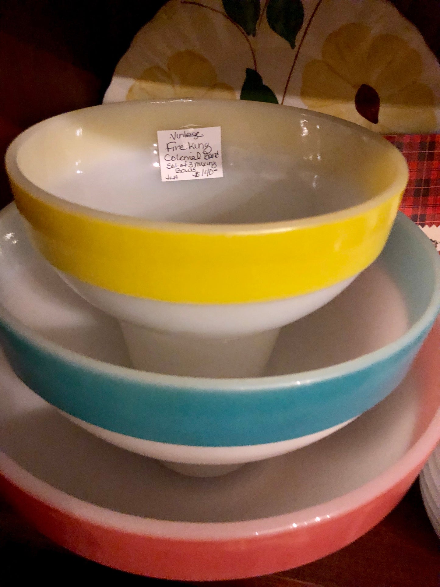 Fire King 3pc Colonial Band Mixing Bowl Set