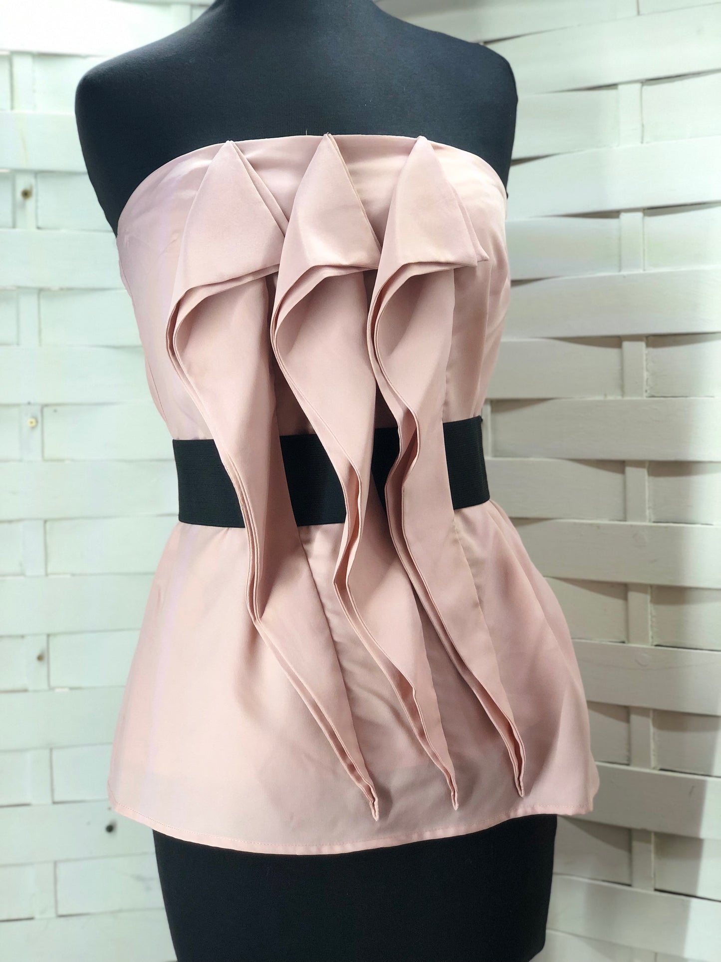 Forever 21 Pink & Black Strapless Blouse Size Medium