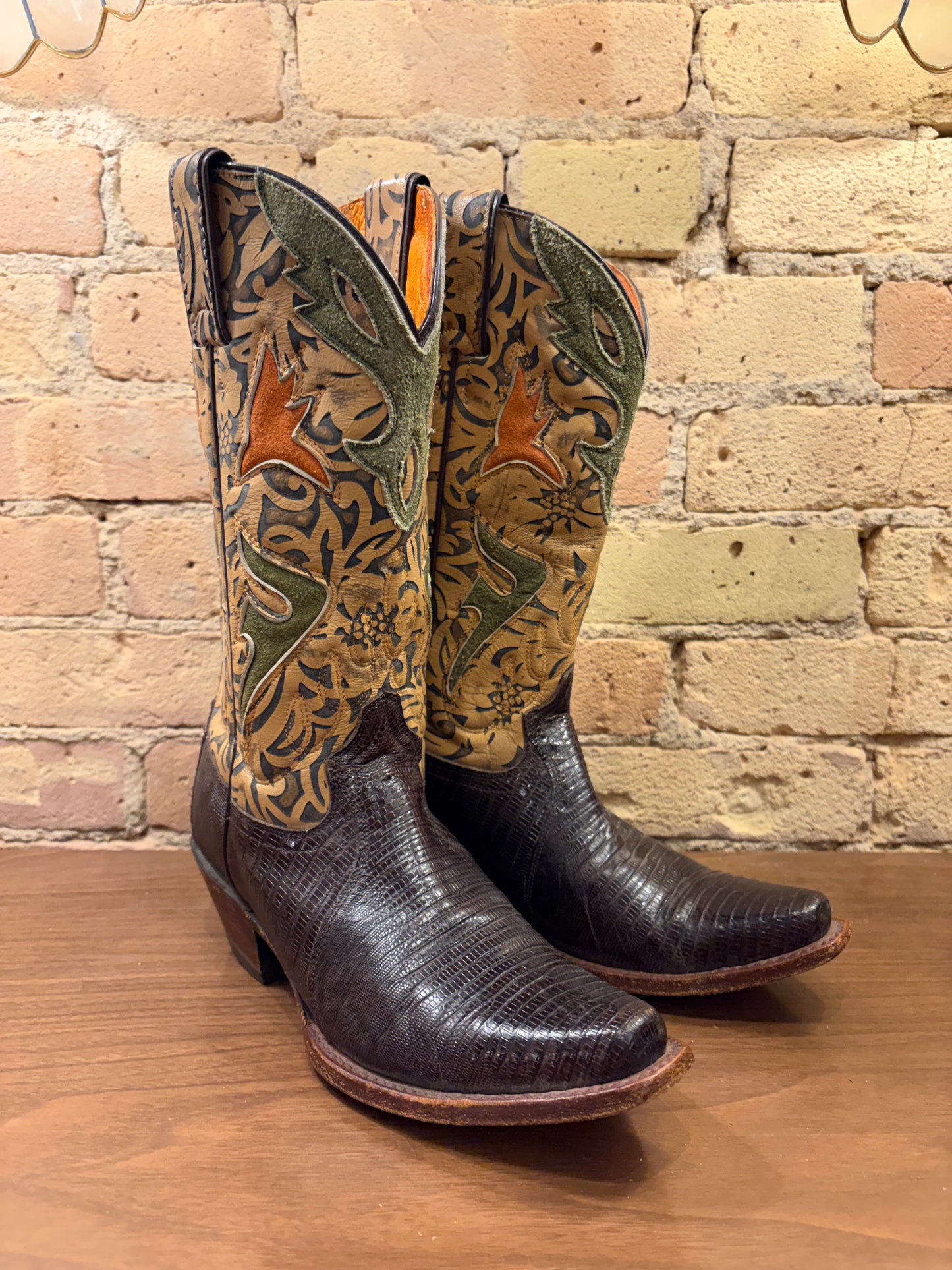 FRYE Lily Western Lizard Skin Cowboy Boots 6 1/2