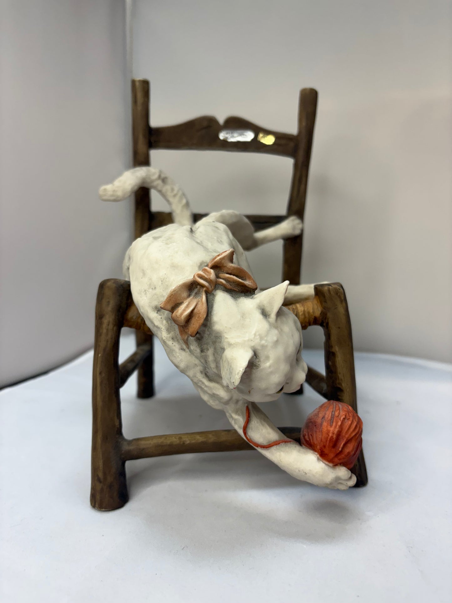 Giuseppe Armani Cat on Chair with Yarn Ball Italy