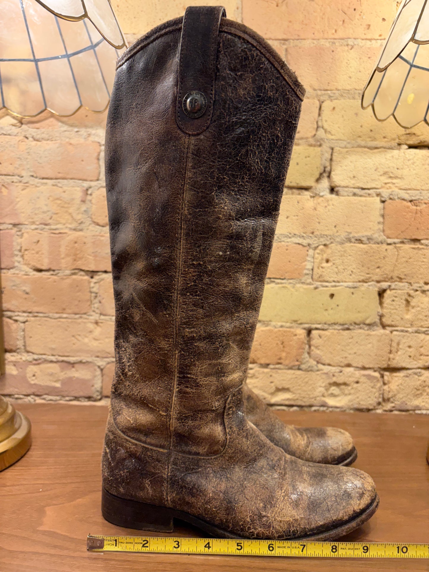 FRYE Melissa Bulton Brown Riding Boots 6 1/2