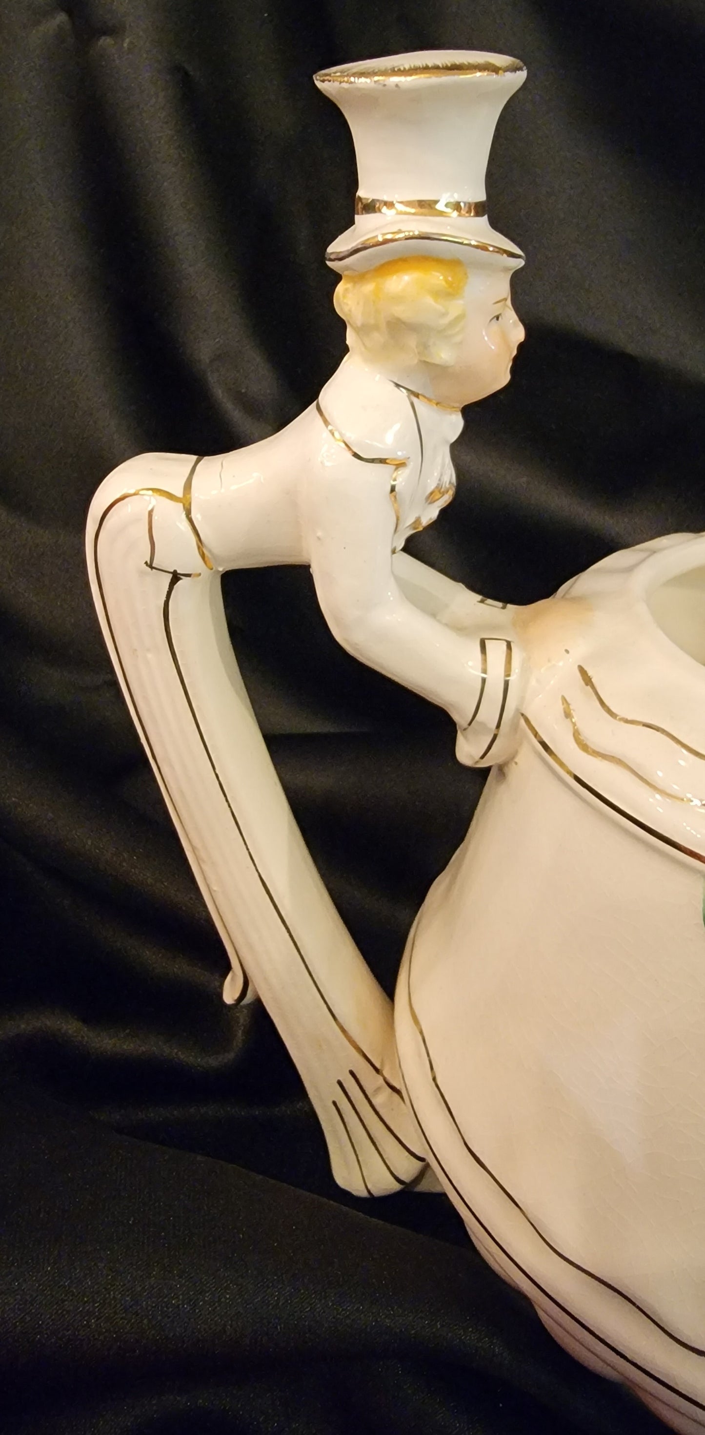 Vintage Betson Japan Victorian Lady And Butler Musical Teapot As Is