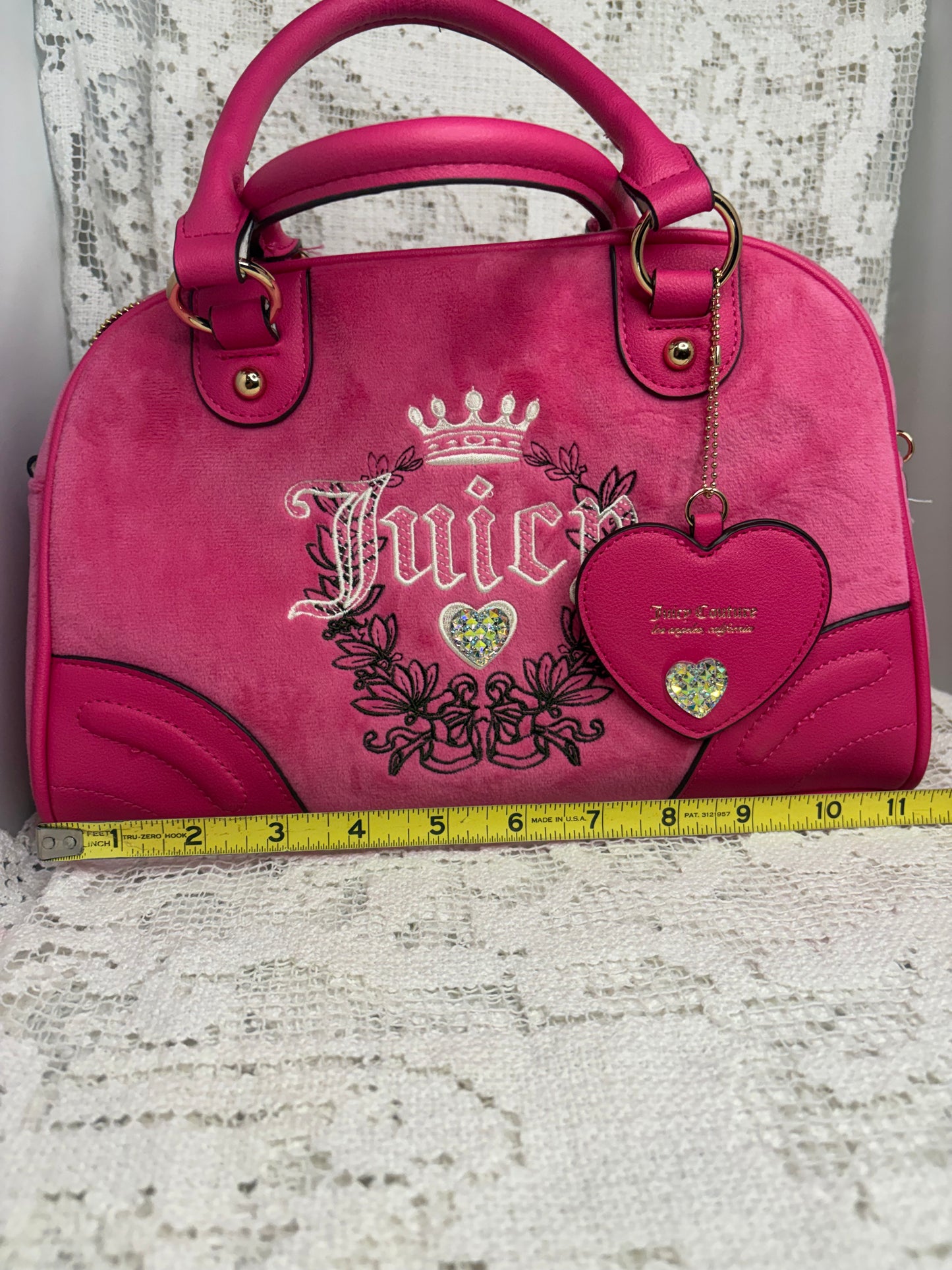 Juicy Coutute Pink Velvet Heritage Bowler Purse