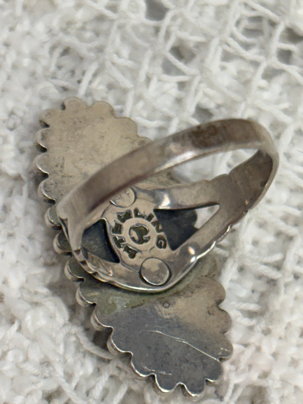 Vintage Navajo Sterling Silver & Turquoise Ring Signed by Jane Popovich size 7