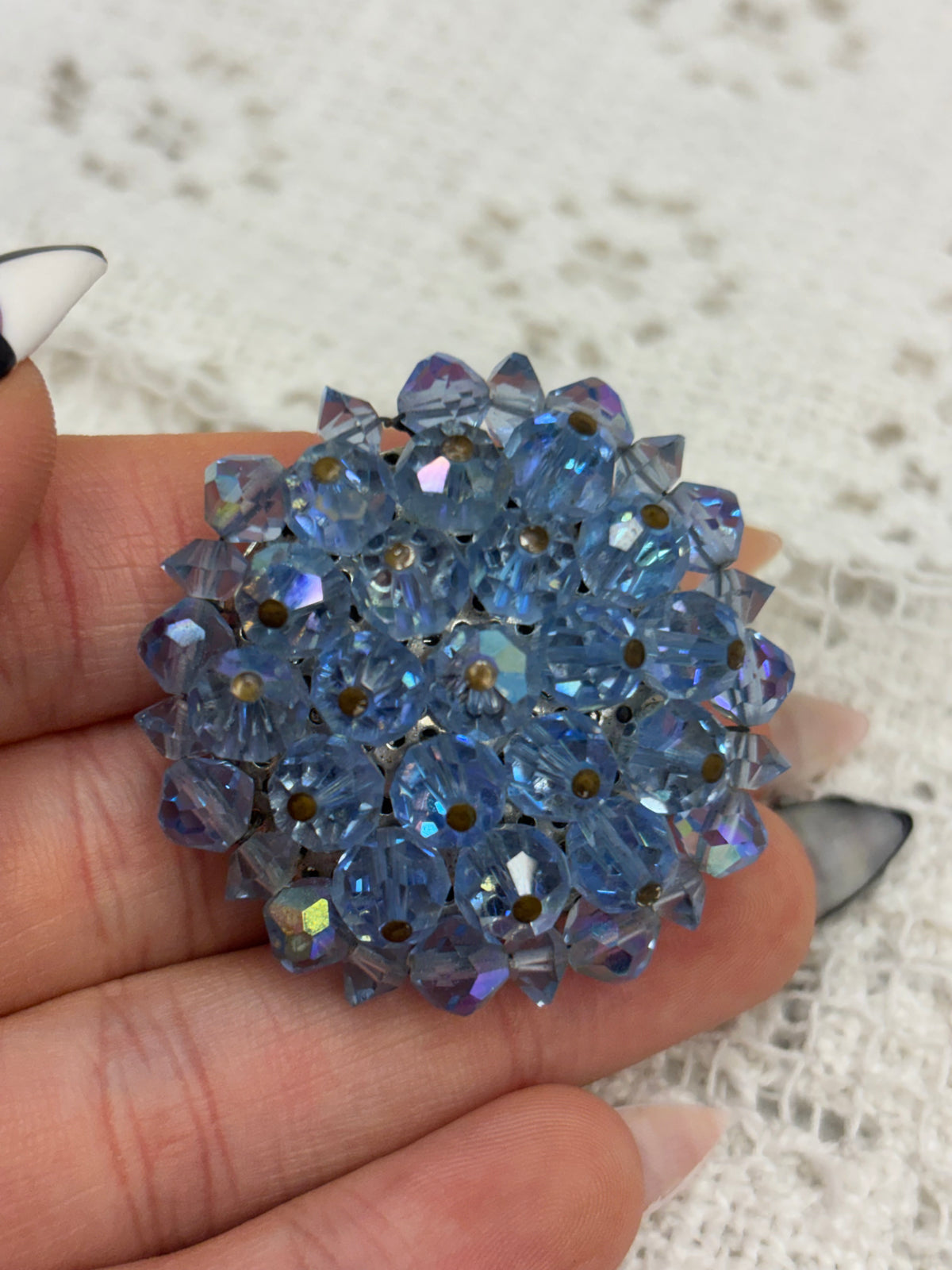 Vintage Unsigned Miriam Haskell Blue Brooch