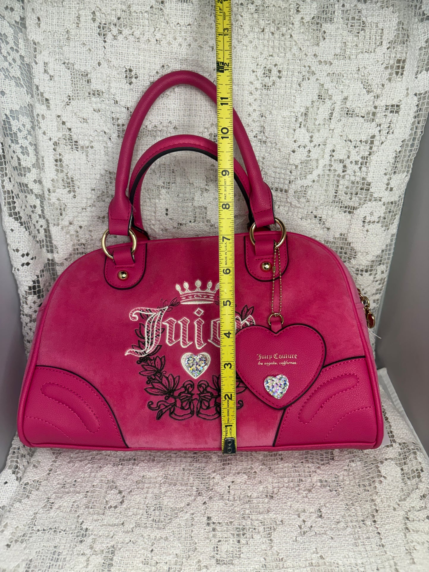 Juicy Coutute Pink Velvet Heritage Bowler Purse