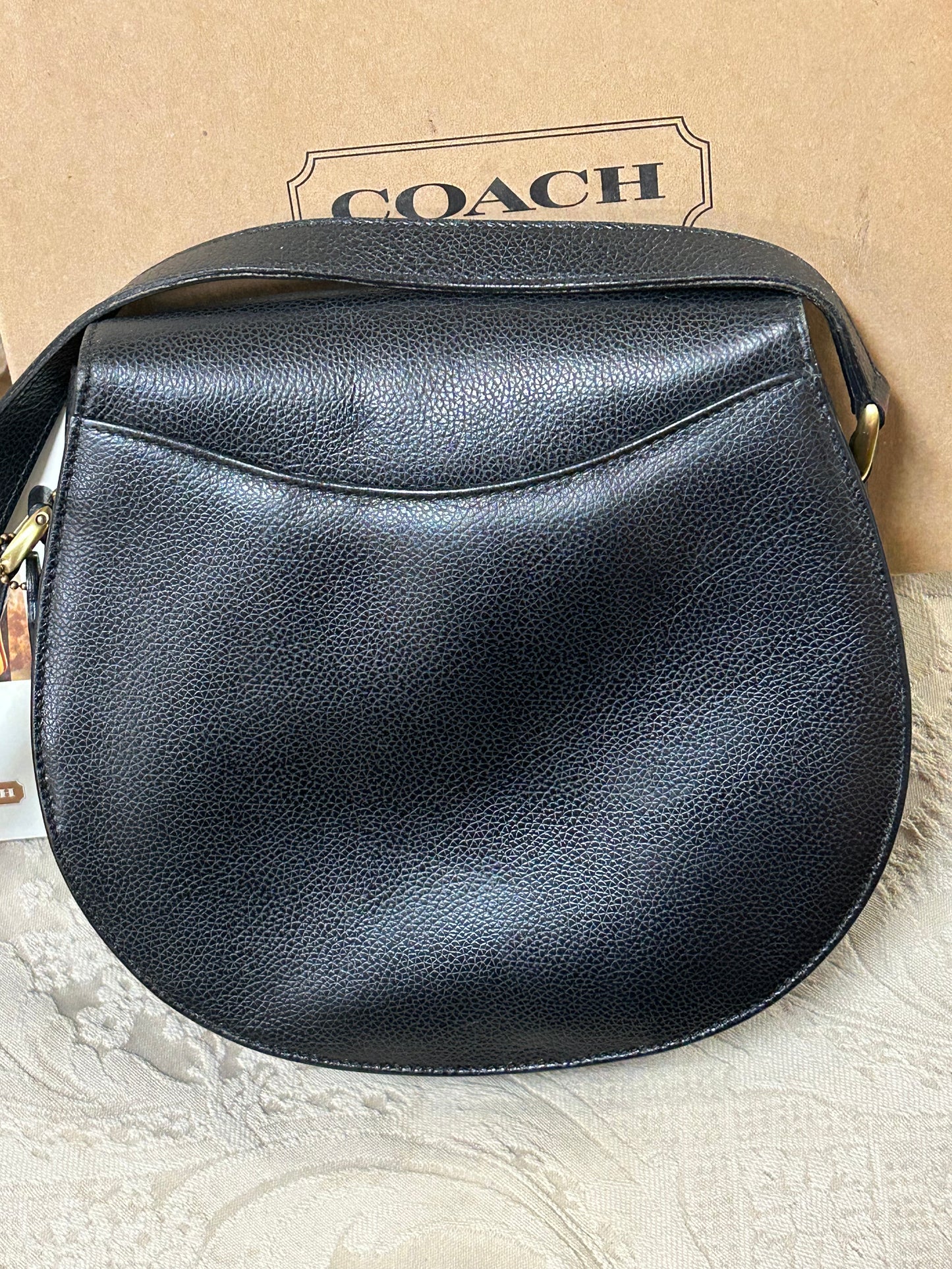 Coach Pebble Leather Madison Carlyle 4401 Flap Crossbody Handbag Black Purse Box