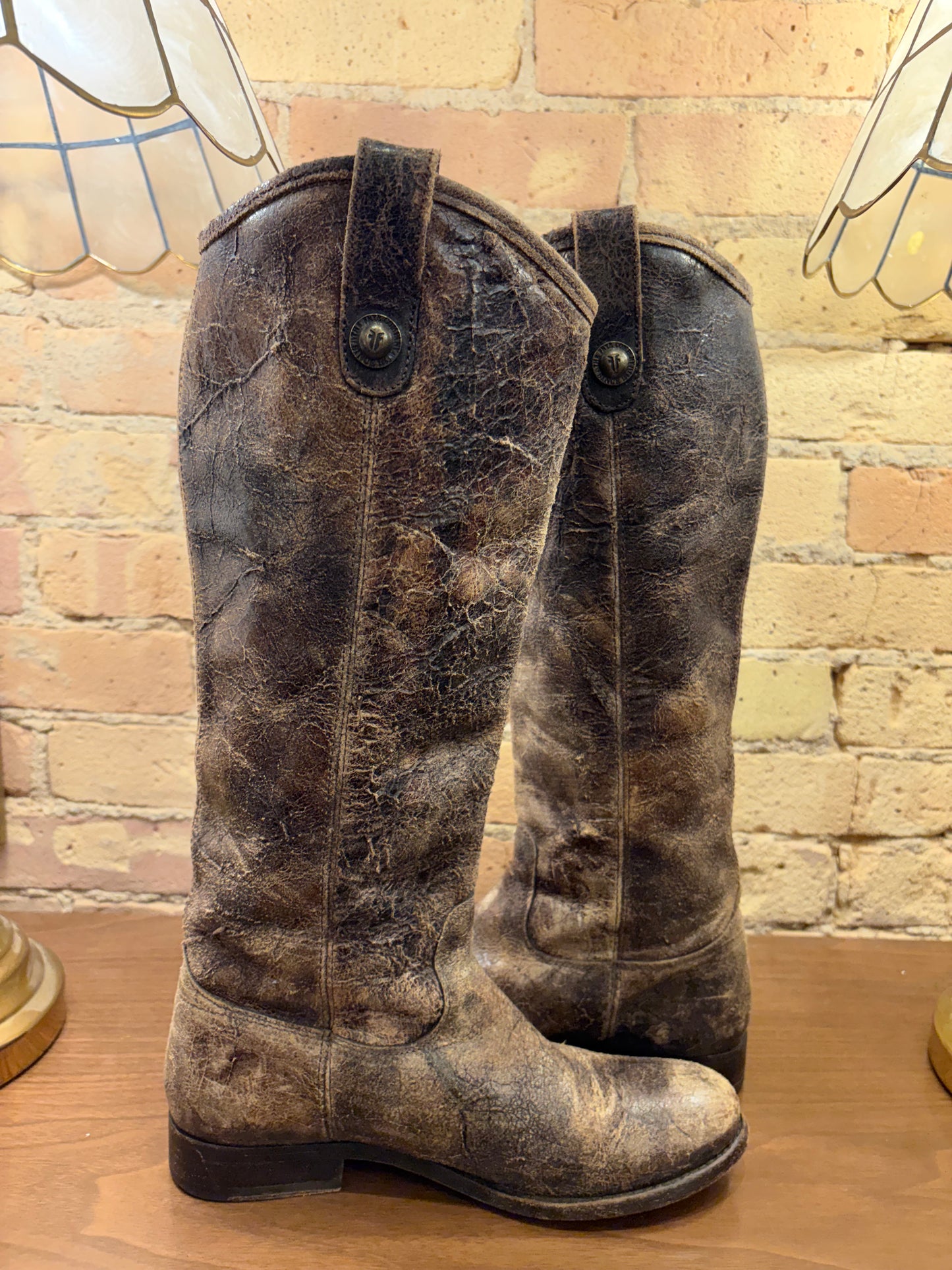 FRYE Melissa Bulton Brown Riding Boots 6 1/2