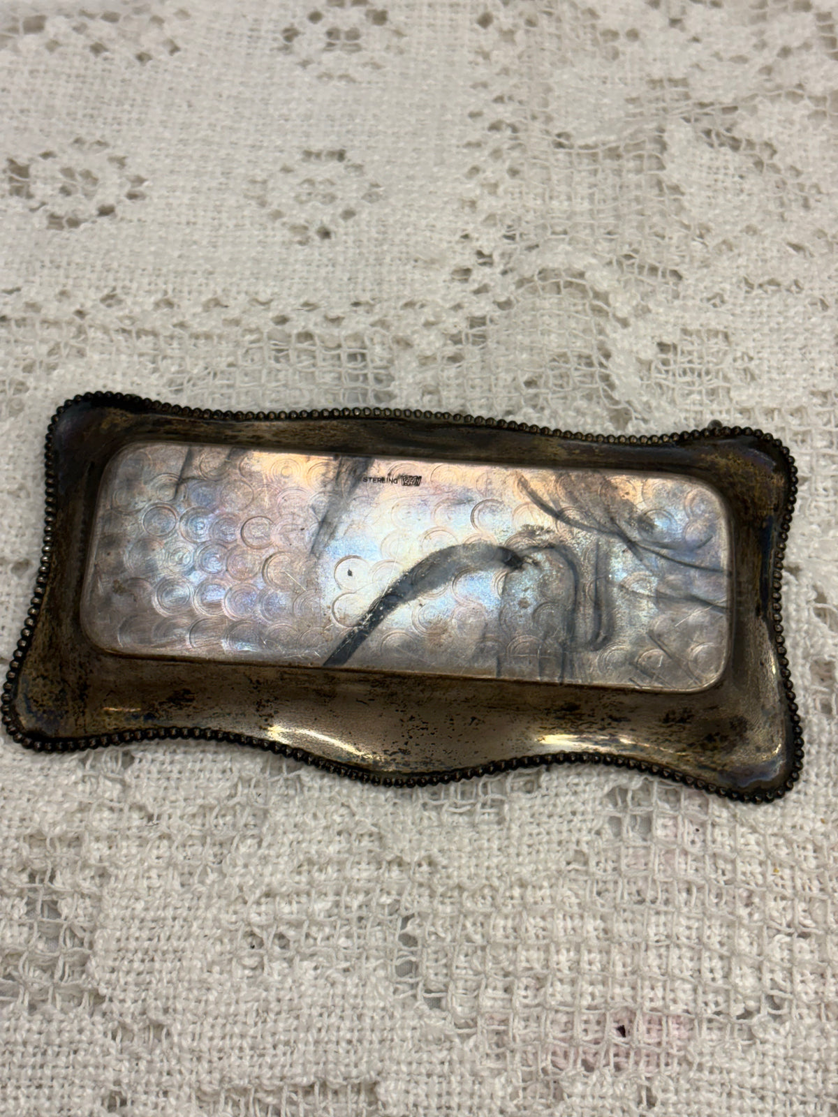 Antique Sterling Silver Inkwell & Pen rest
