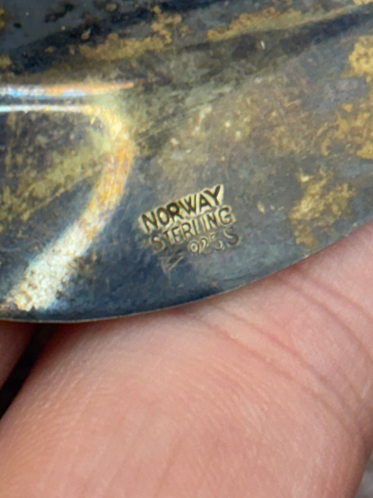 Vintage Signed Aksel Holmsen Norway Sterling Enamel Brooch