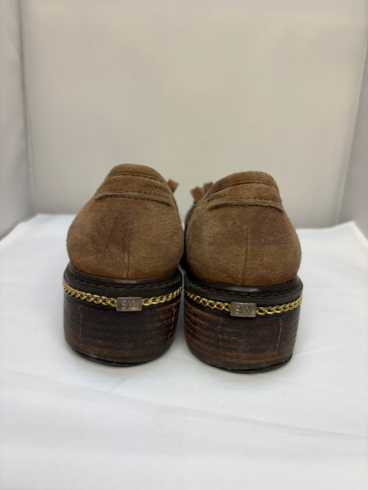 Stuart Weitzman Bmoc Chain & Suede Loafers
