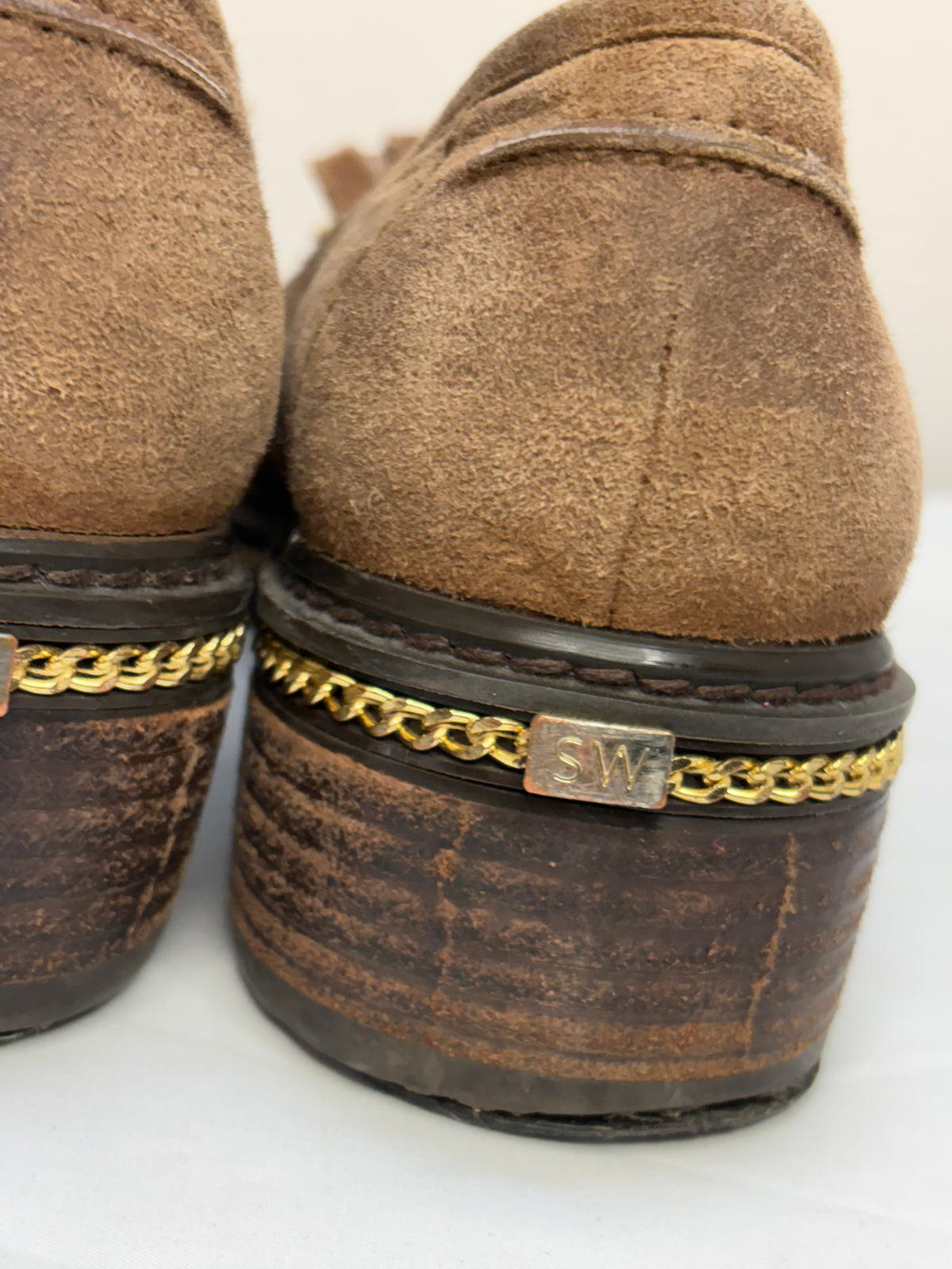 Stuart Weitzman Bmoc Chain & Suede Loafers