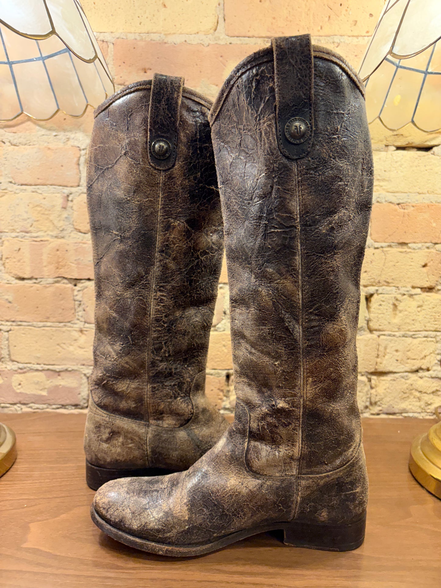 FRYE Melissa Bulton Brown Riding Boots 6 1/2