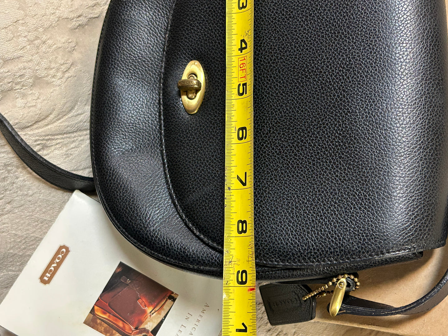 Coach Pebble Leather Madison Carlyle 4401 Flap Crossbody Handbag Black Purse Box