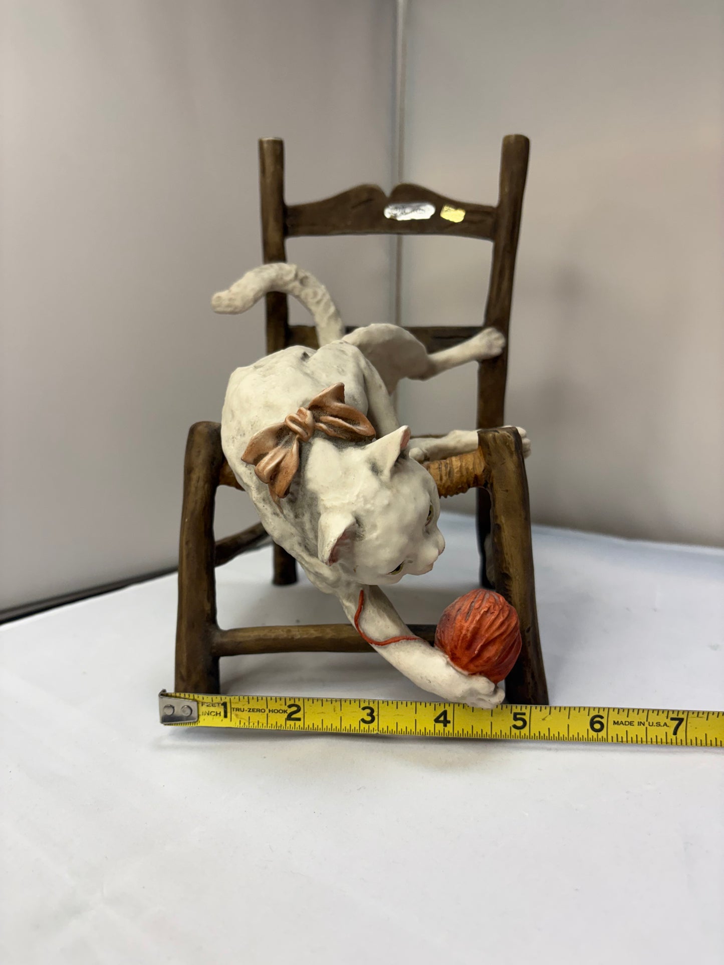 Giuseppe Armani Cat on Chair with Yarn Ball Italy