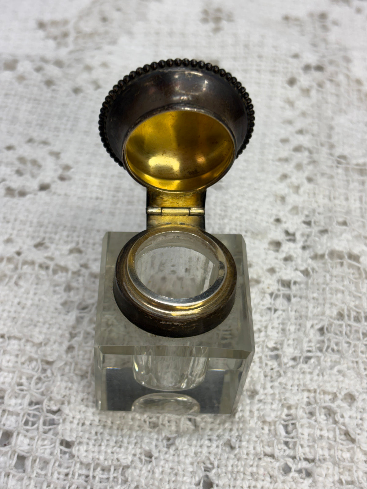 Antique Sterling Silver Inkwell & Pen rest