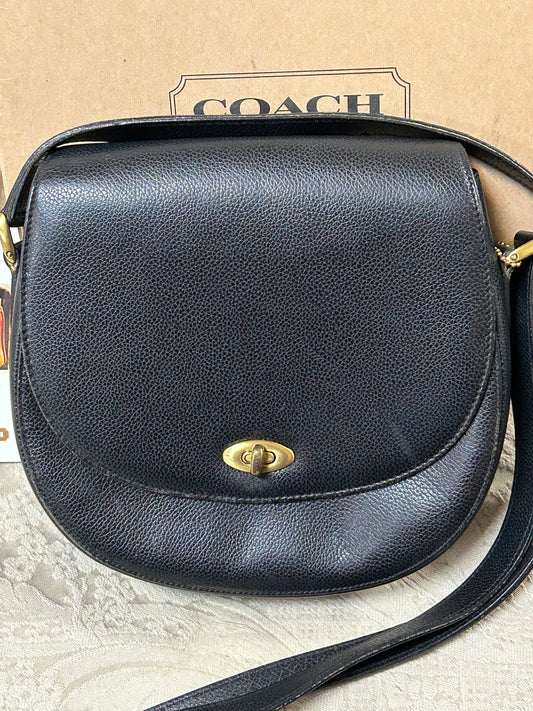 Coach Pebble Leather Madison Carlyle 4401 Flap Crossbody Handbag Black Purse Box