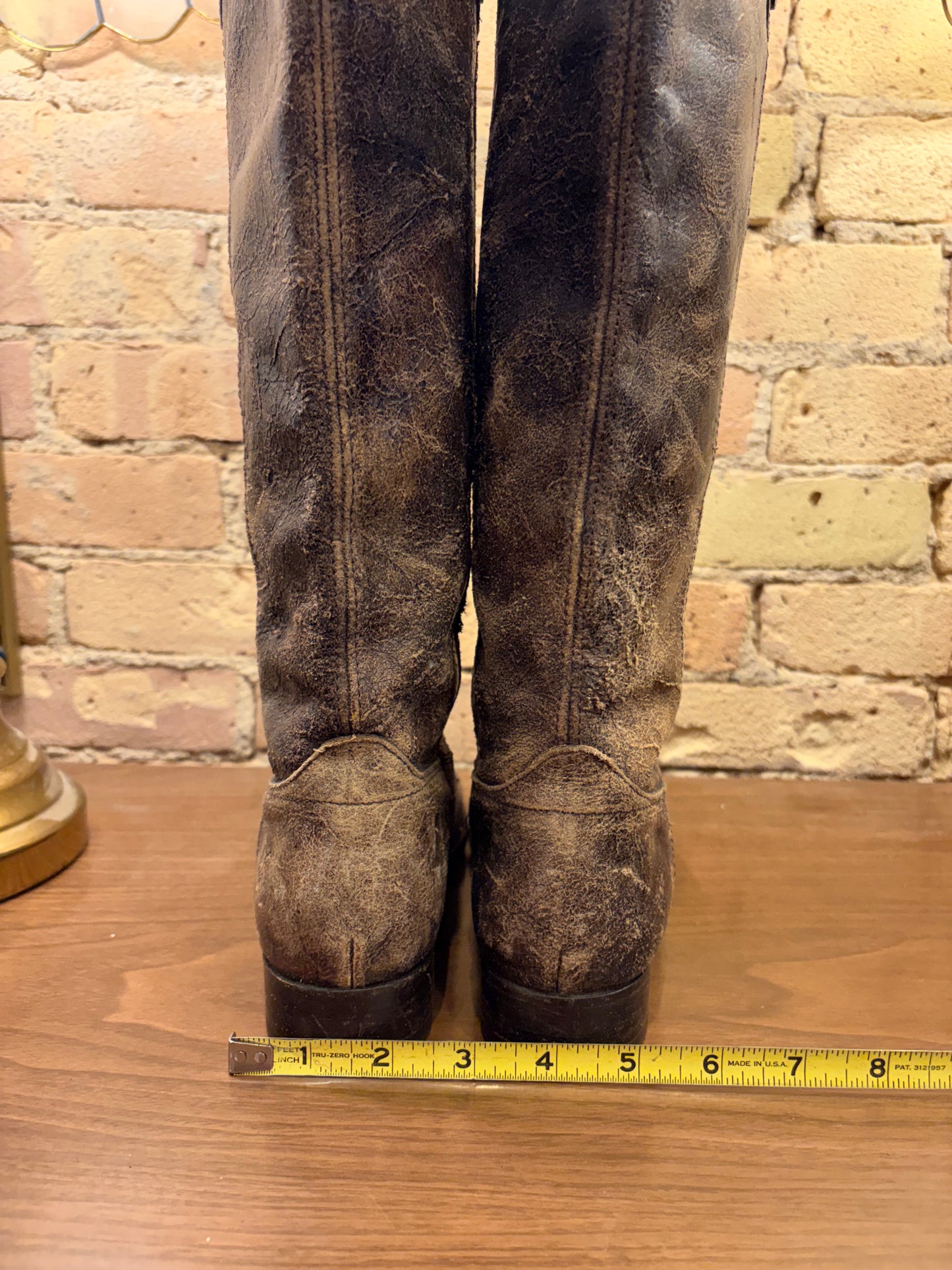 FRYE Melissa Bulton Brown Riding Boots 6 1/2