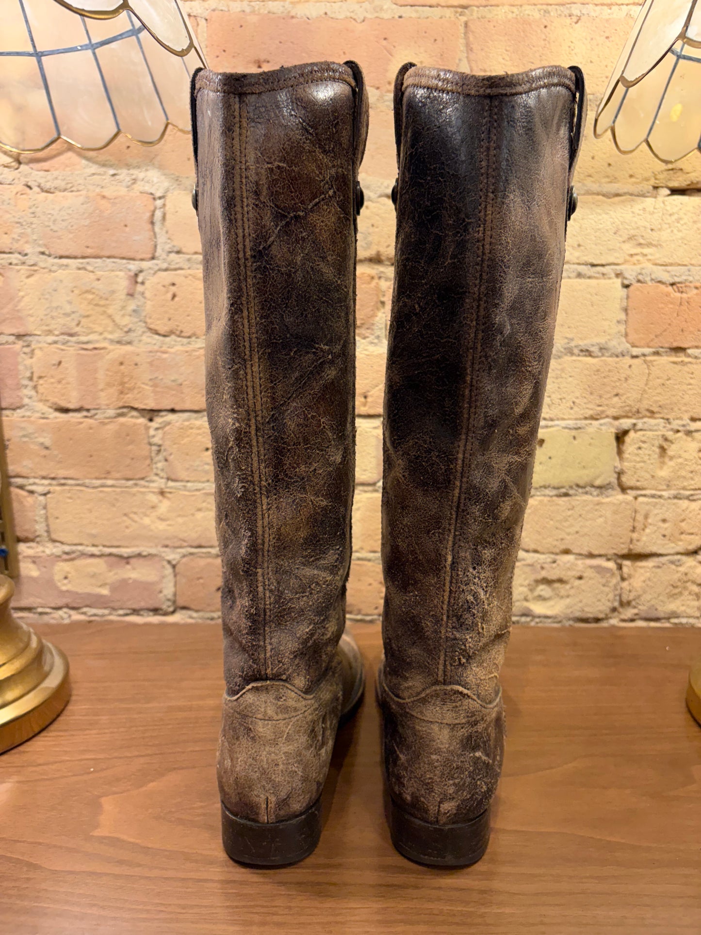 FRYE Melissa Bulton Brown Riding Boots 6 1/2