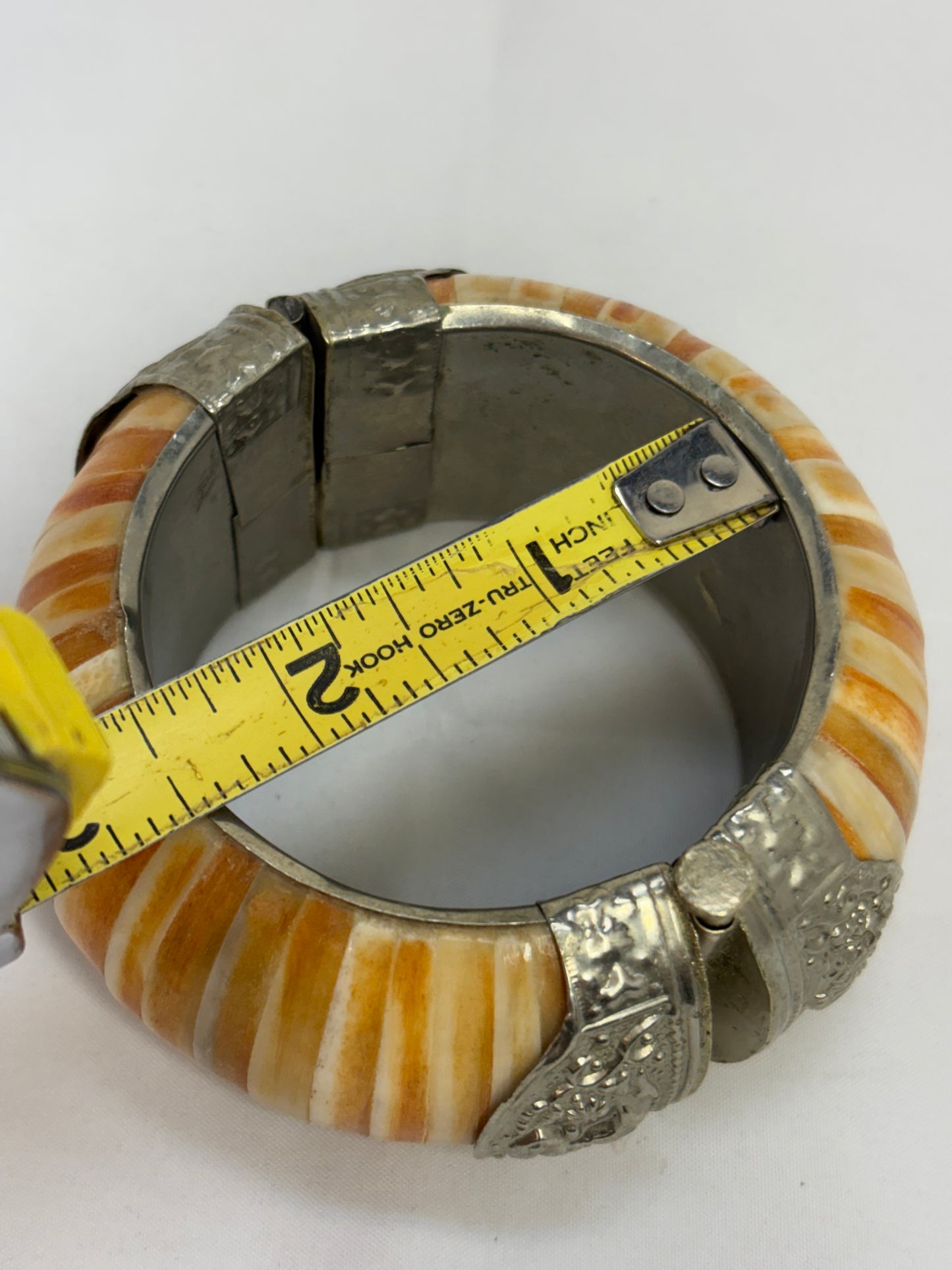 Multicolored orange Agate Hinged Bangle Bracelet
