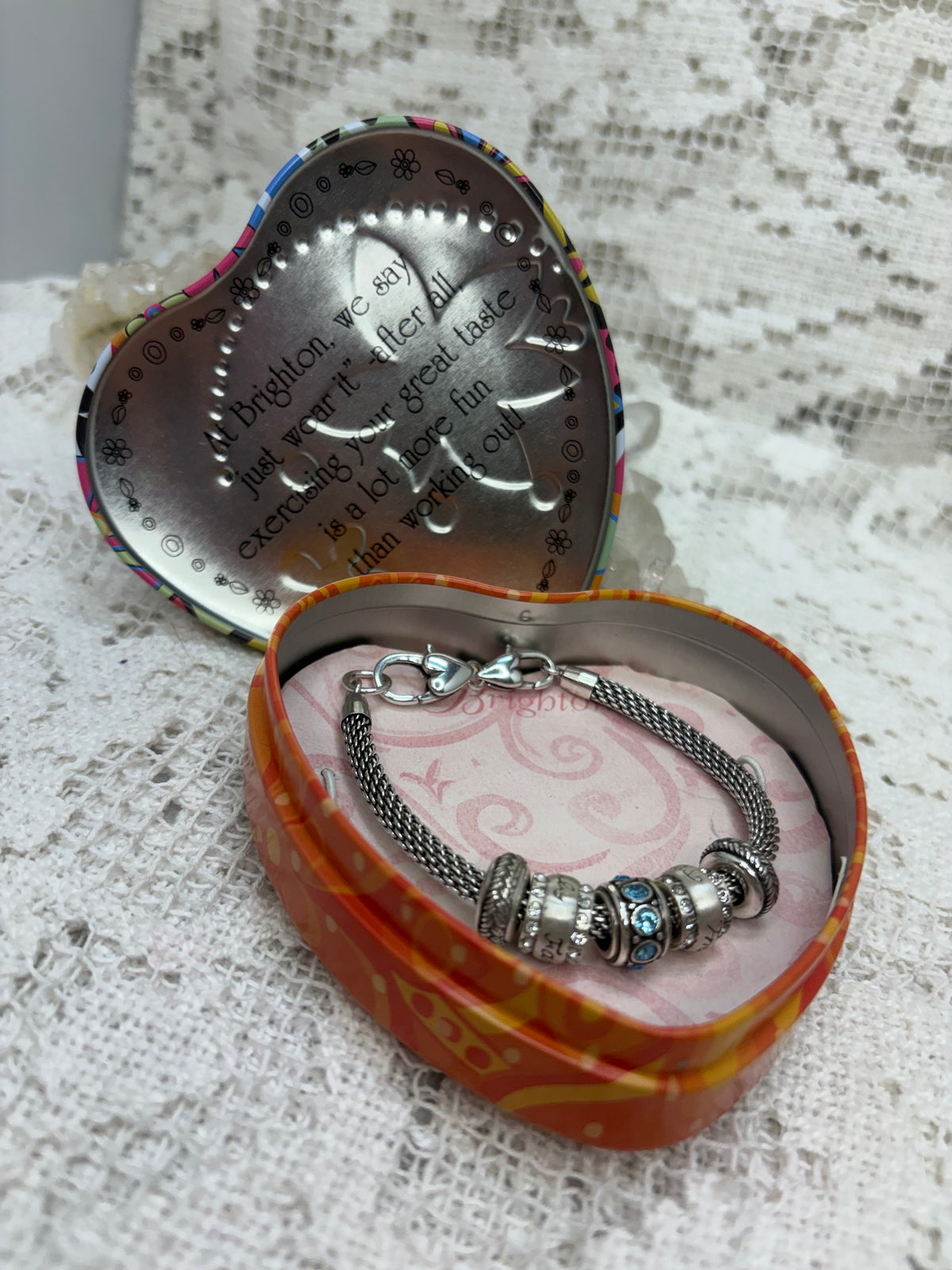 Brighton charm bracelet with blue rhinestone
