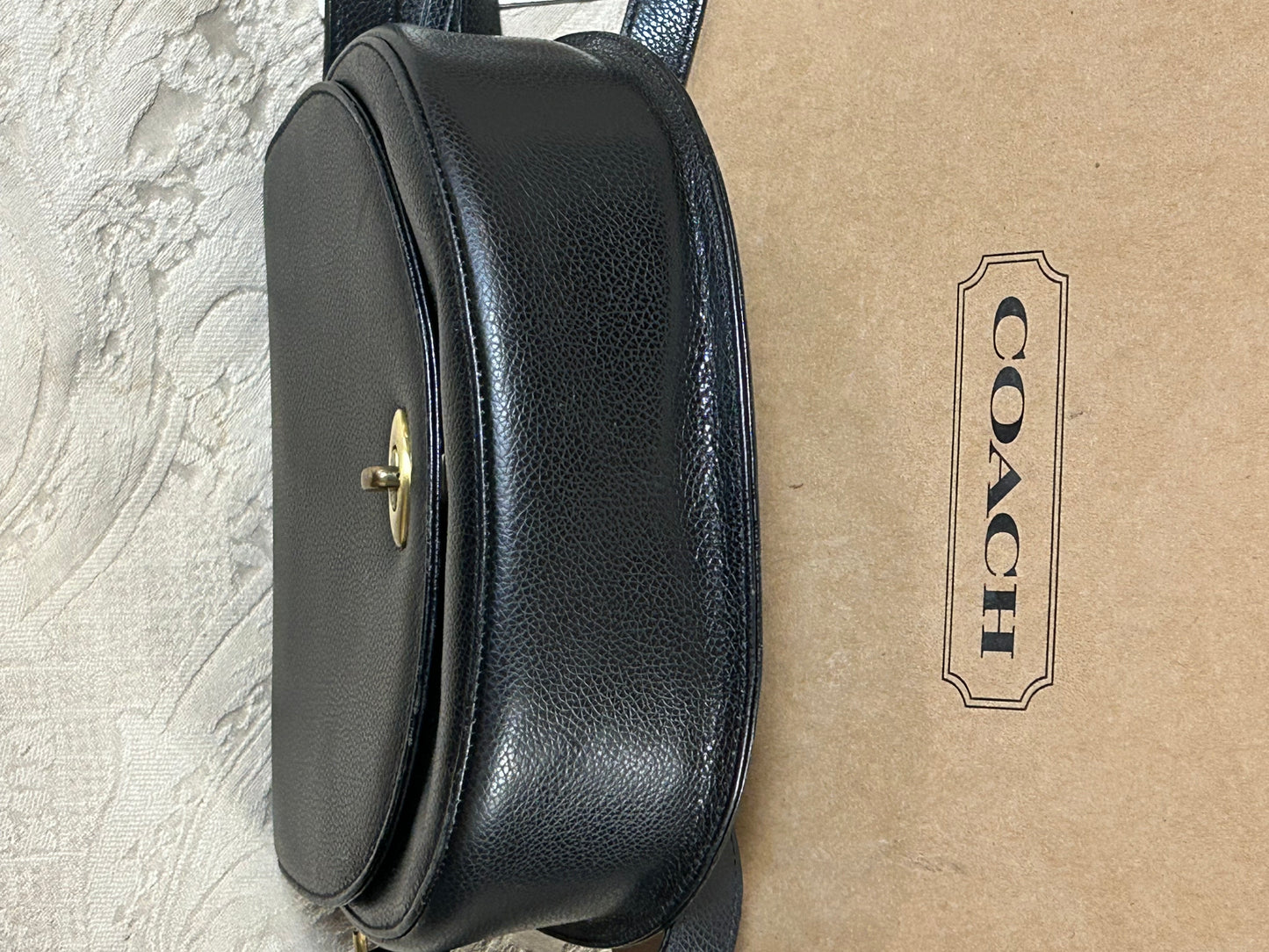 Coach Pebble Leather Madison Carlyle 4401 Flap Crossbody Handbag Black Purse Box