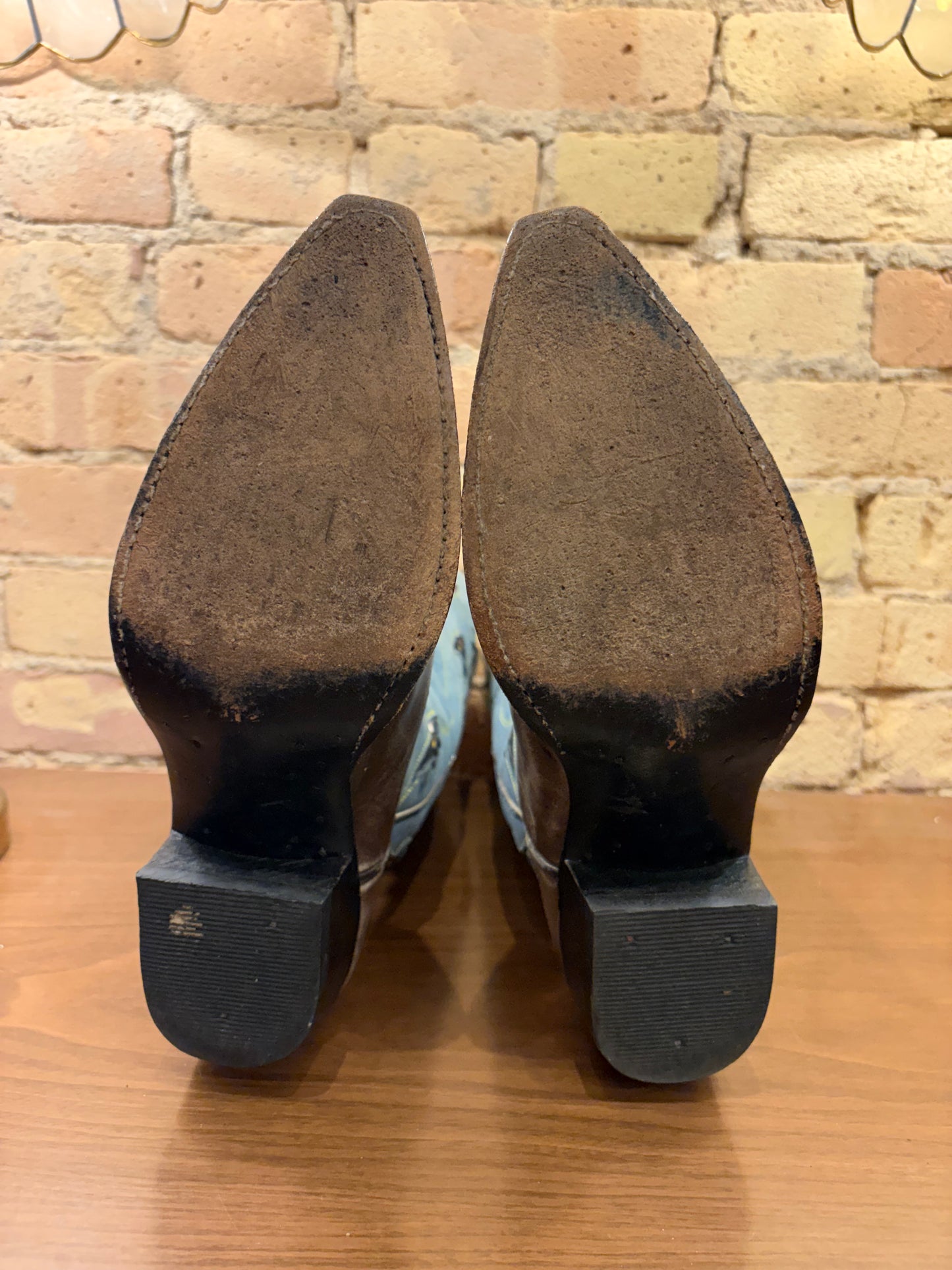 FRYE Tooled Inlaid Snip-toe Cowboy Boots 6