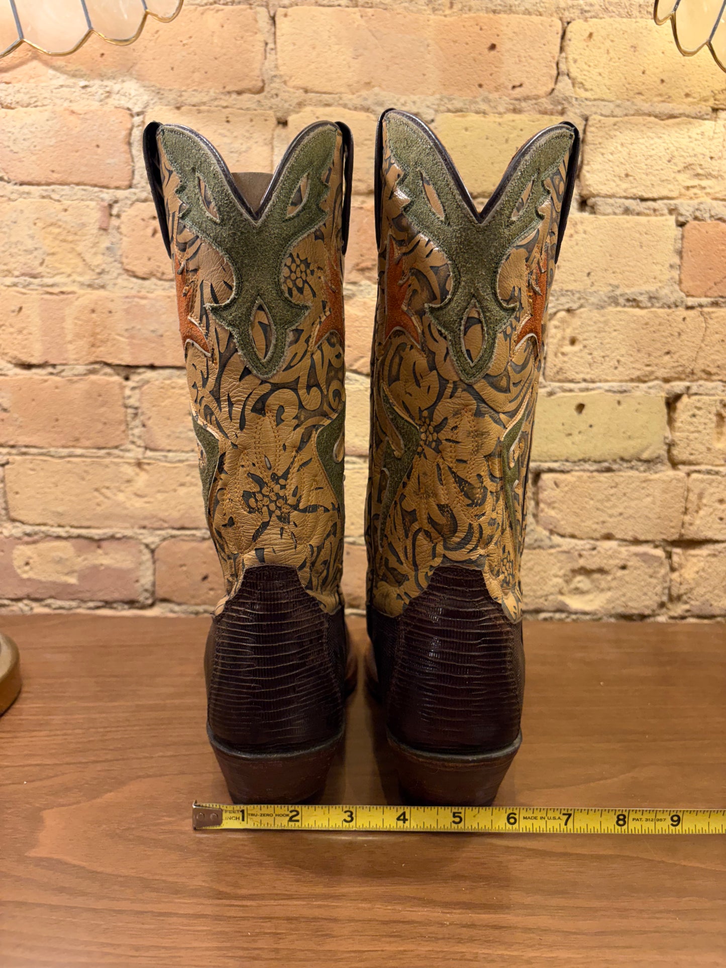 FRYE Lily Western Lizard Skin Cowboy Boots 6 1/2