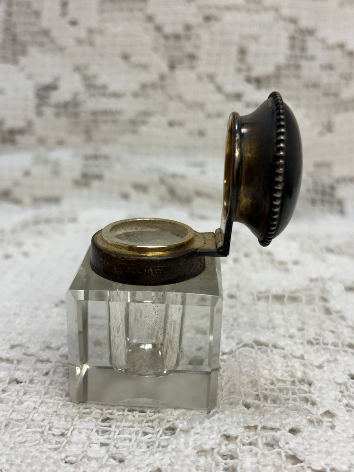 Antique Sterling Silver Inkwell & Pen rest