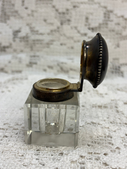 Antique Sterling Silver Inkwell & Pen rest