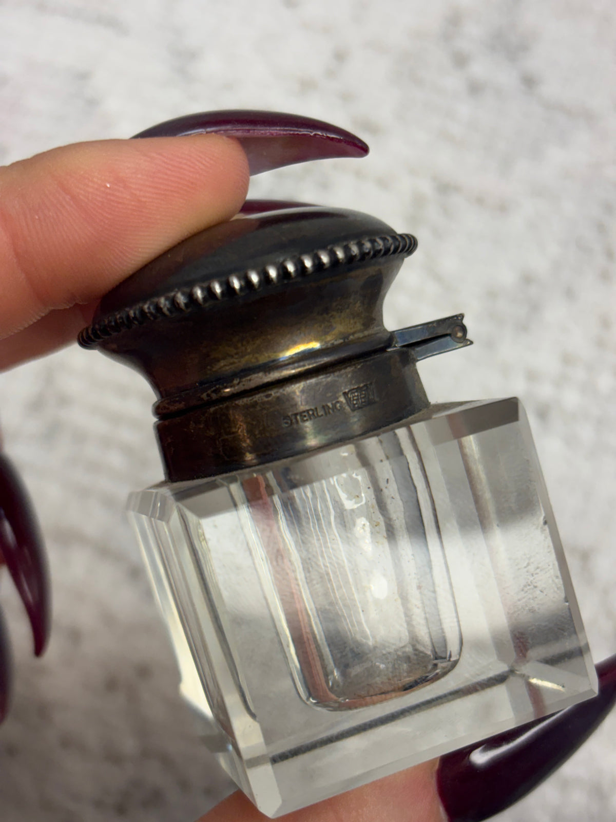 Antique Sterling Silver Inkwell & Pen rest
