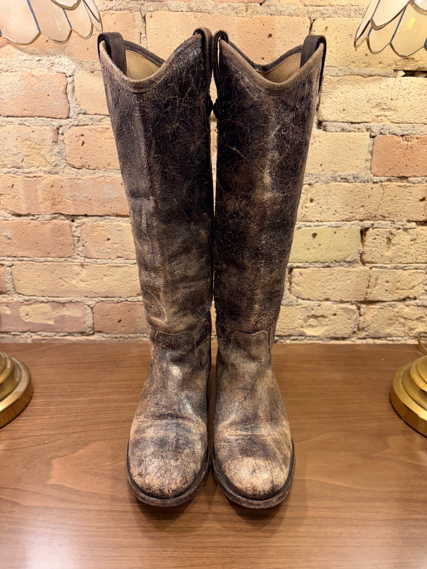 FRYE Melissa Bulton Brown Riding Boots 6 1/2