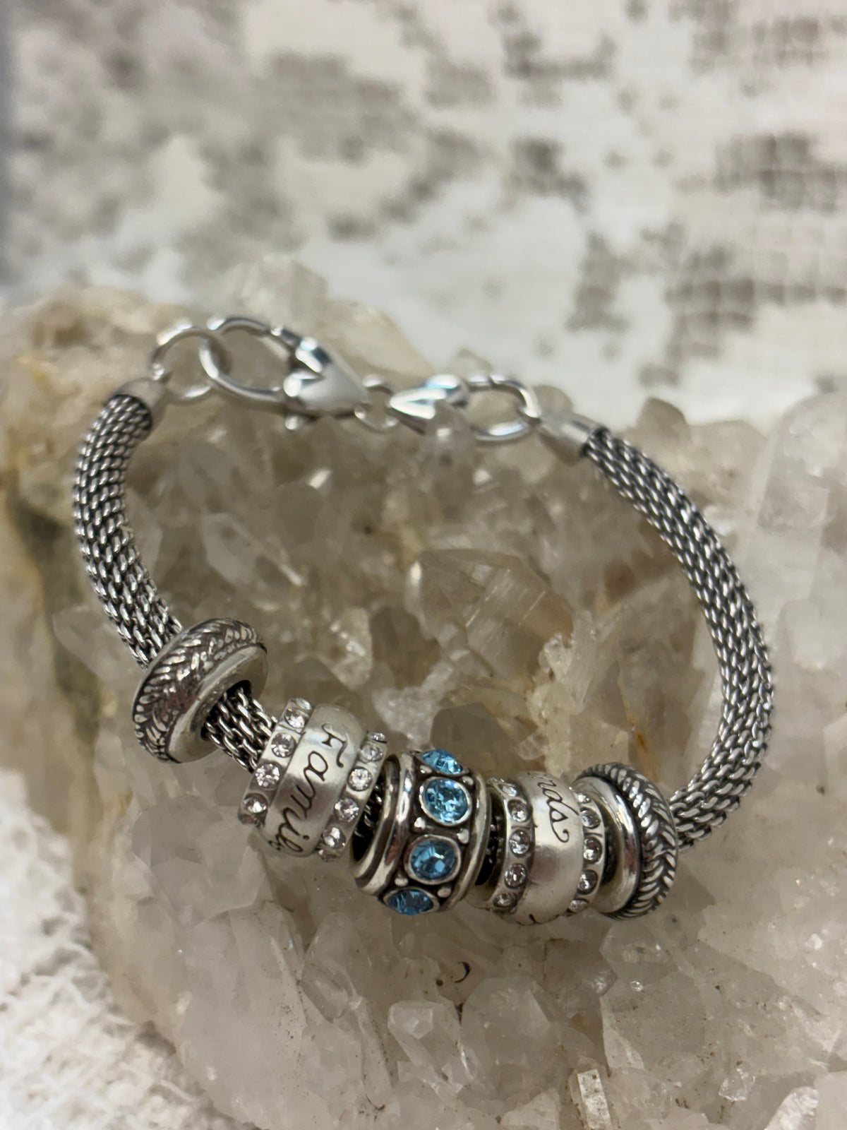 Brighton charm bracelet with blue rhinestone