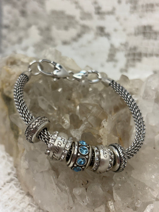 Brighton charm bracelet with blue rhinestone