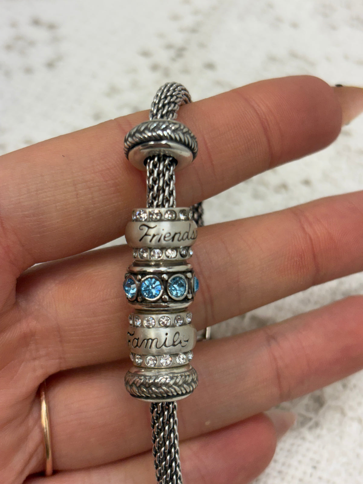 Brighton charm bracelet with blue rhinestone