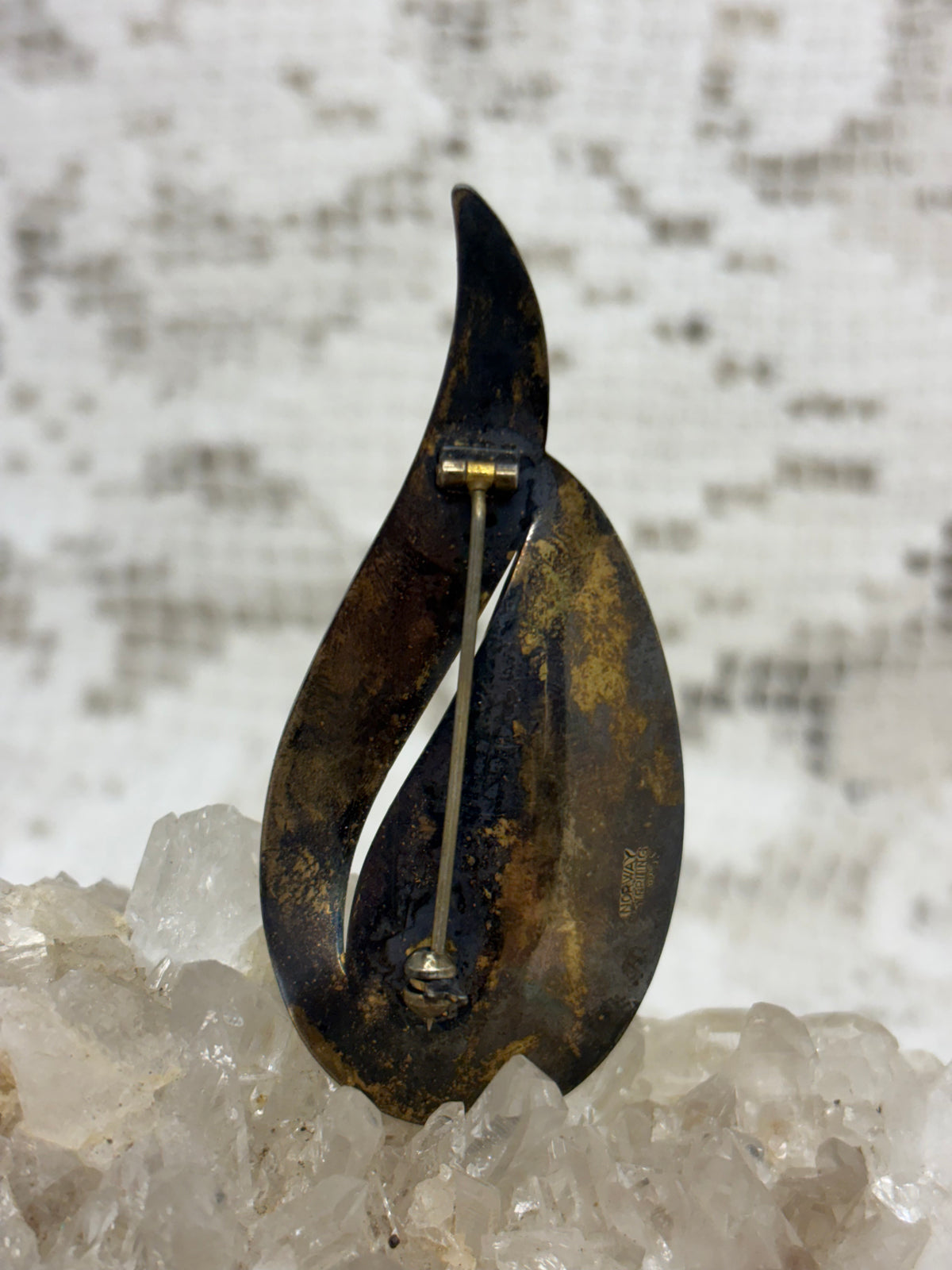 Vintage Signed Aksel Holmsen Norway Sterling Enamel Brooch