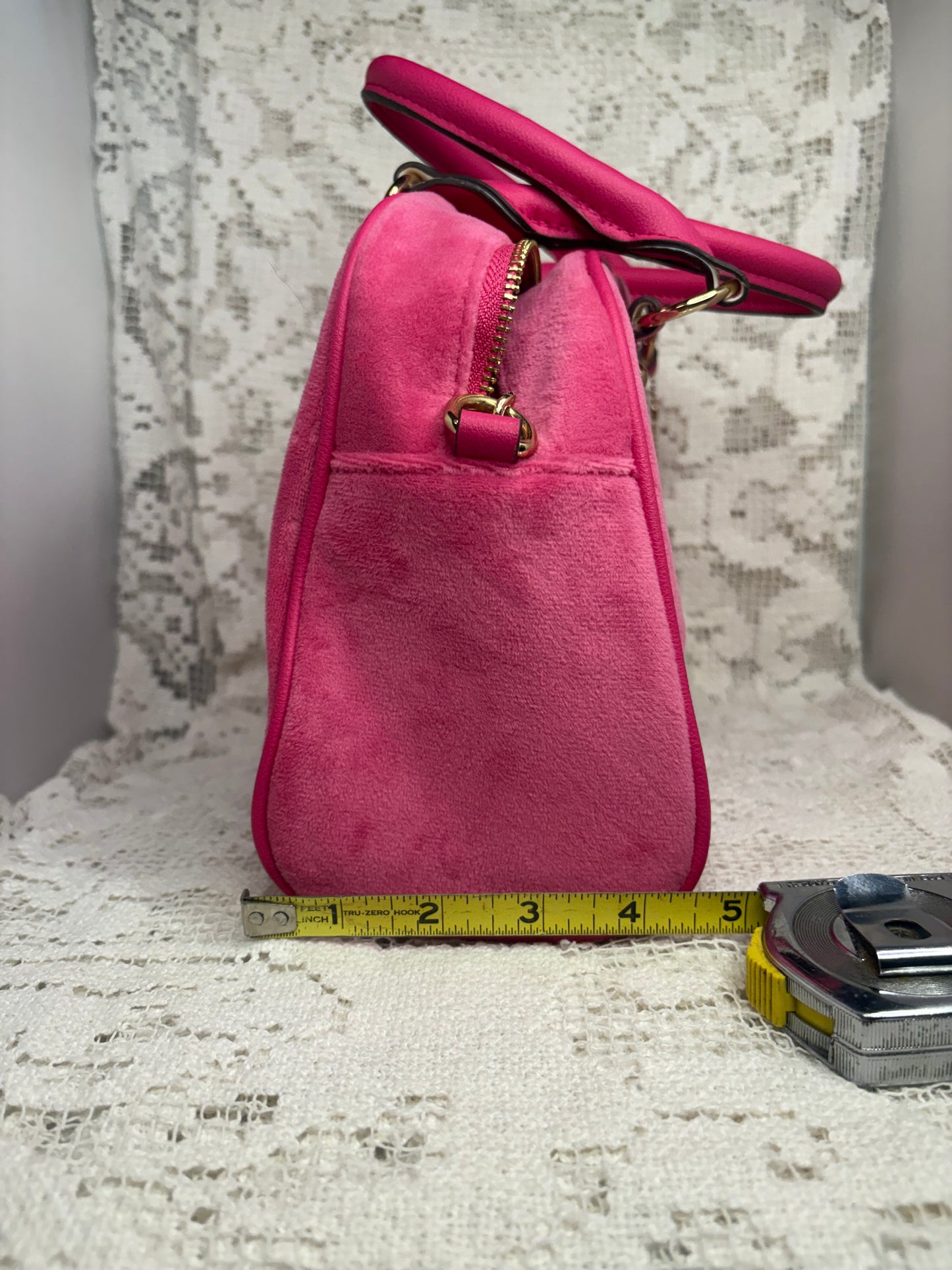 Juicy Coutute Pink Velvet Heritage Bowler Purse