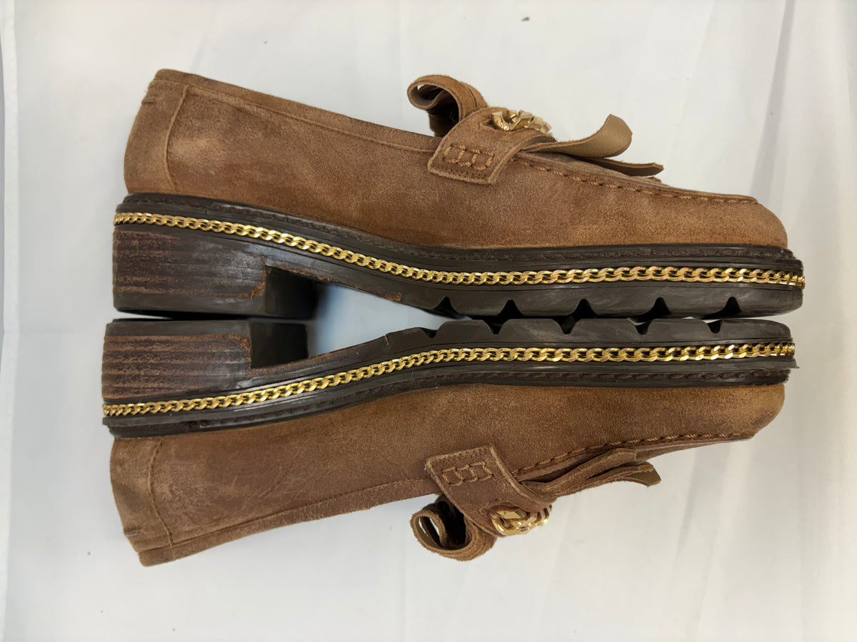 Stuart Weitzman Bmoc Chain & Suede Loafers