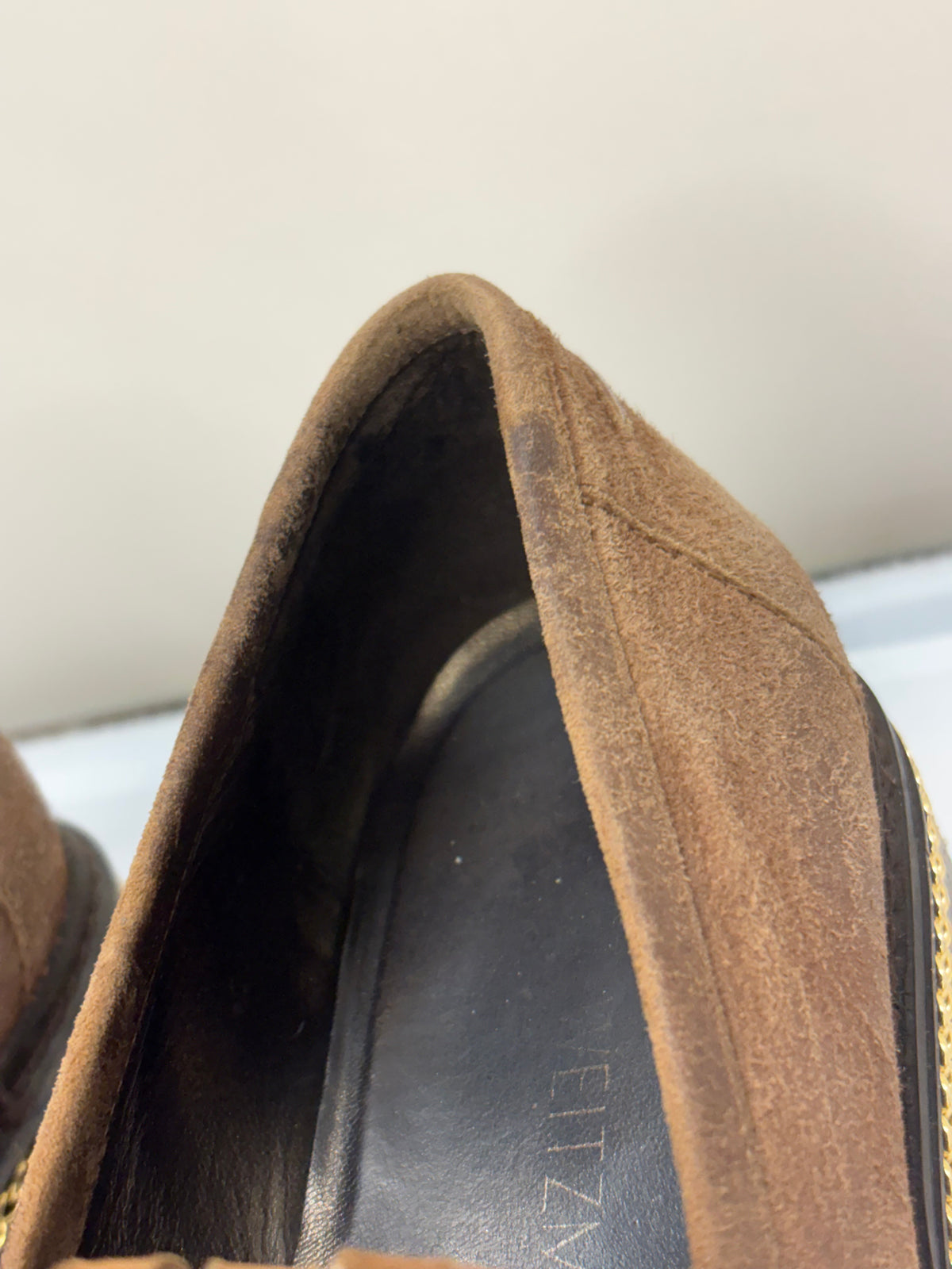Stuart Weitzman Bmoc Chain & Suede Loafers